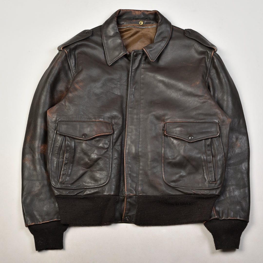 VINTAGE LEATHER G1 FLIGHT JACKET MADE IN USA BROWN - M/L