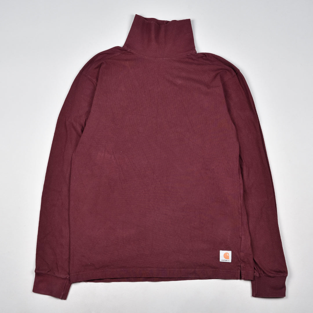 Turtleneck Sweatshirt Burgundy Red - MEDIUM