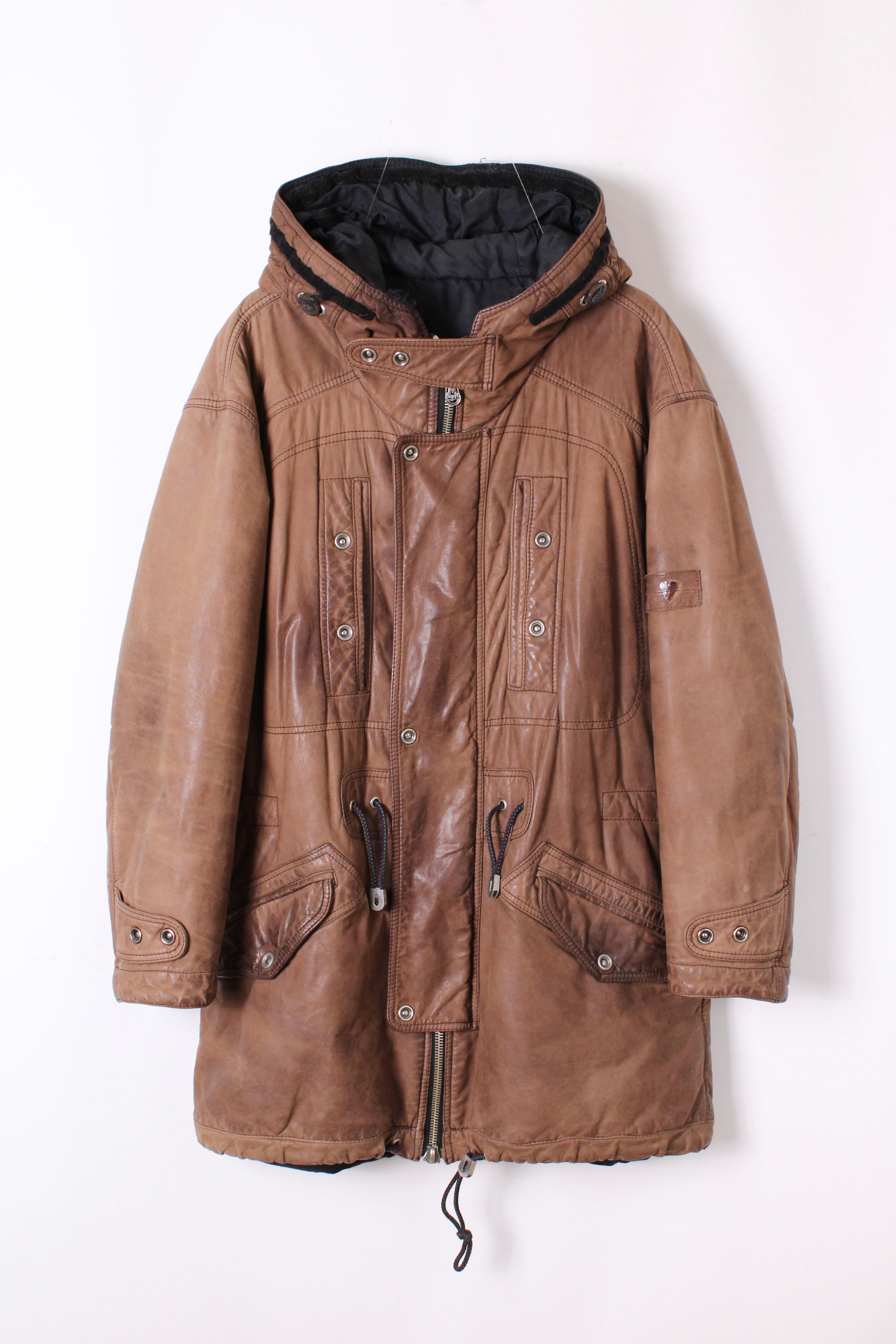 VINTAGE PARKA LEATHER JACKET BROWN  -  XL