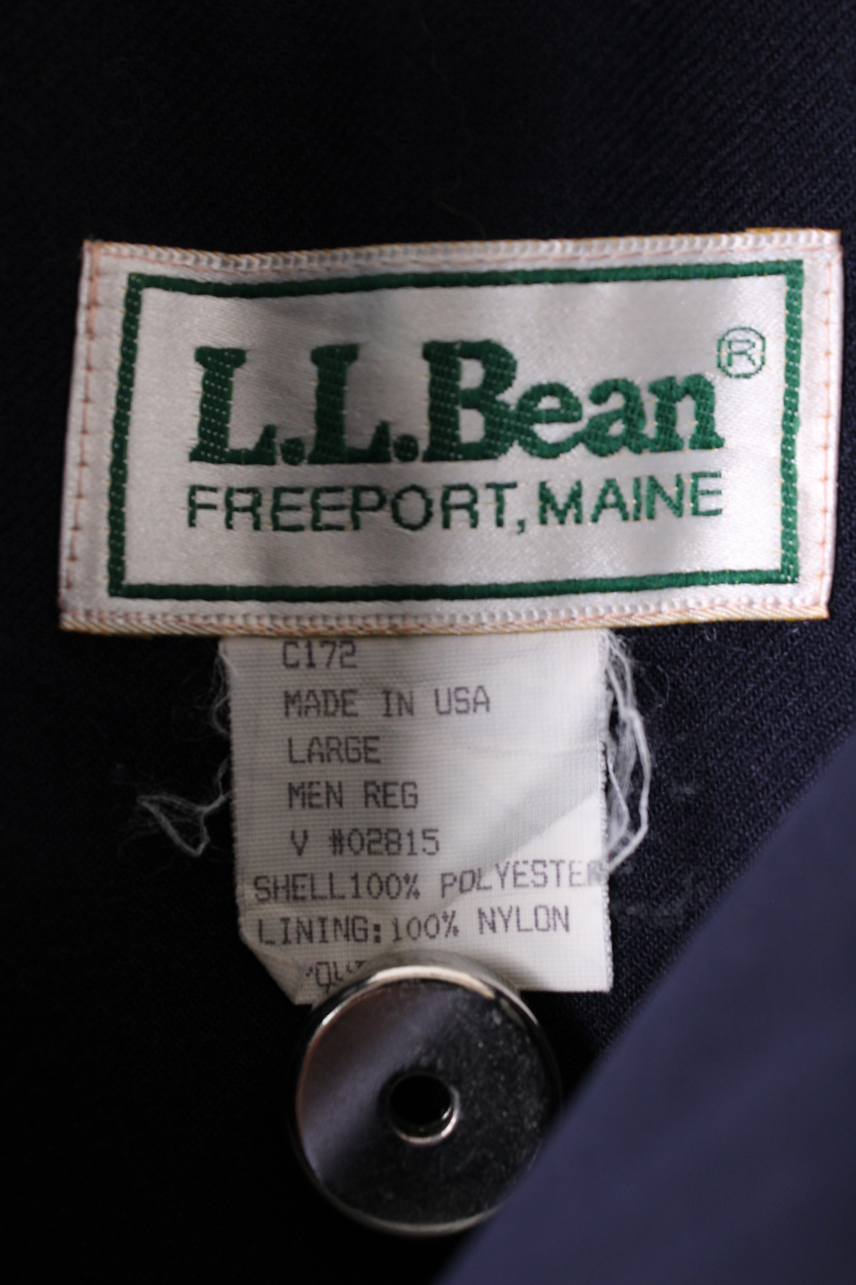 LL BEAN VINTAGE TRENCH COAT BLUE WOOL LINING - L