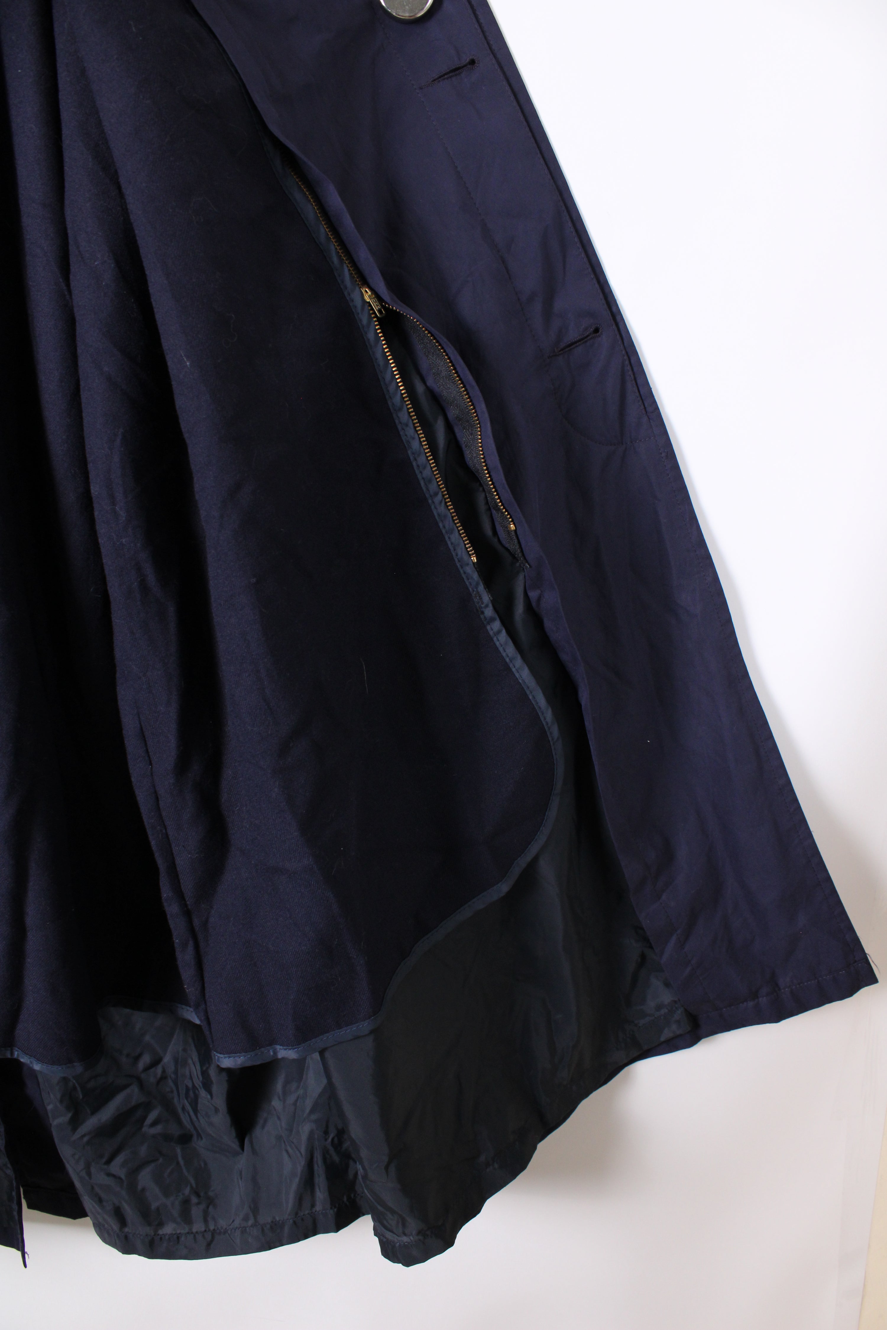 LL BEAN VINTAGE TRENCH COAT BLUE WOOL LINING - L