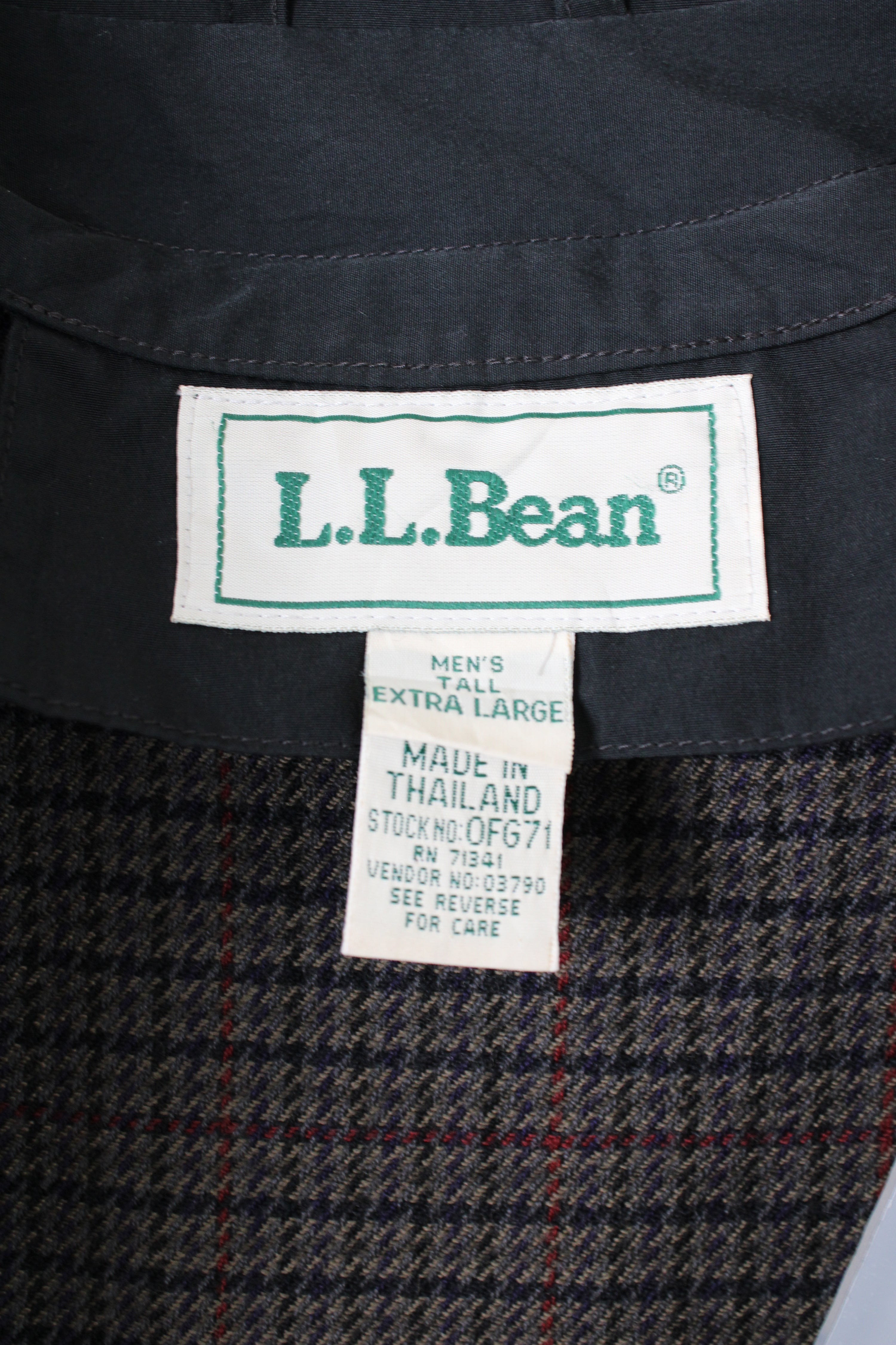 LL BEAN VINTAGE TRENCH COAT BLACK WOOL LINING - XL/XXL