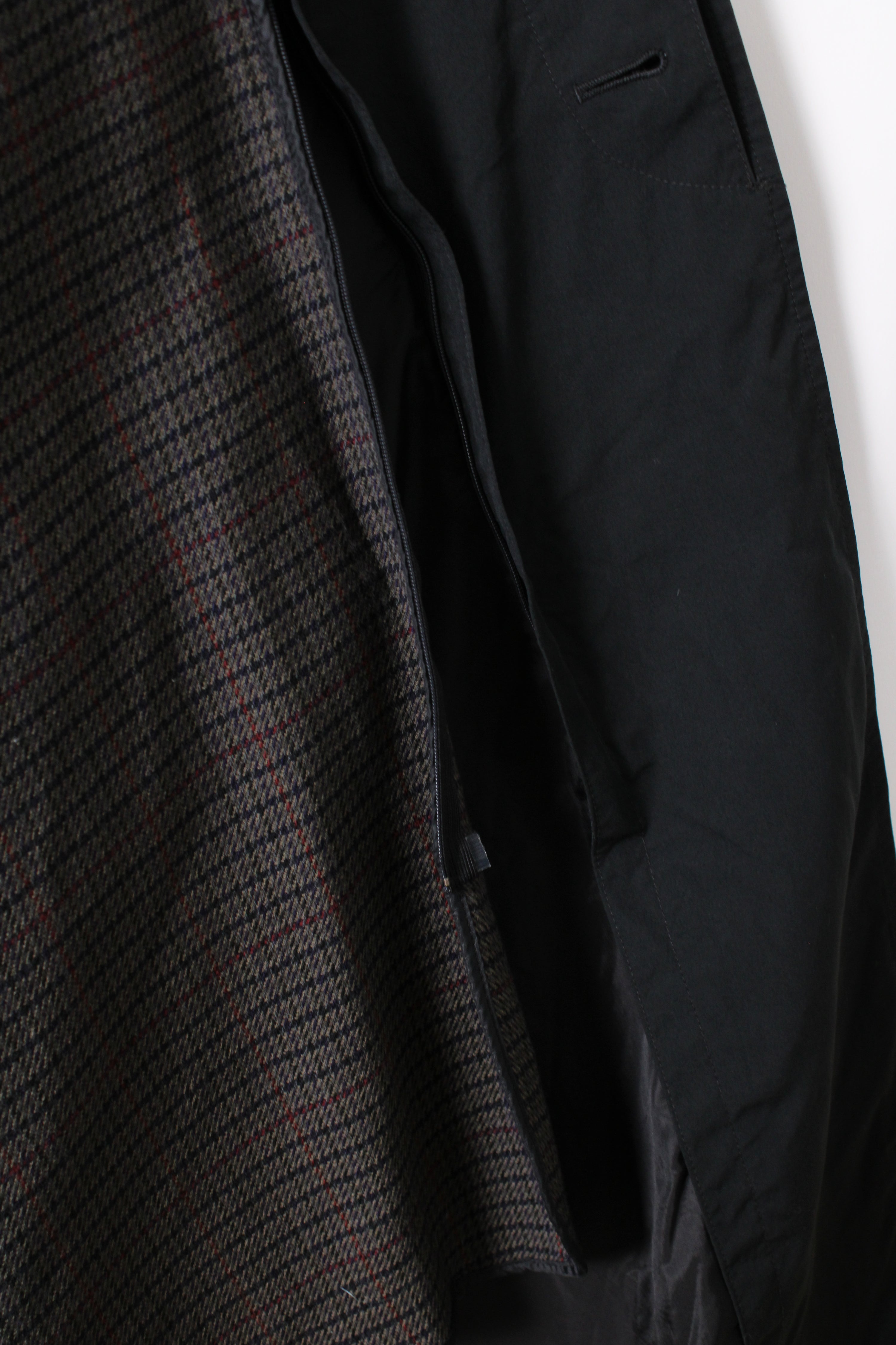 LL BEAN VINTAGE TRENCH COAT BLACK WOOL LINING - XL/XXL