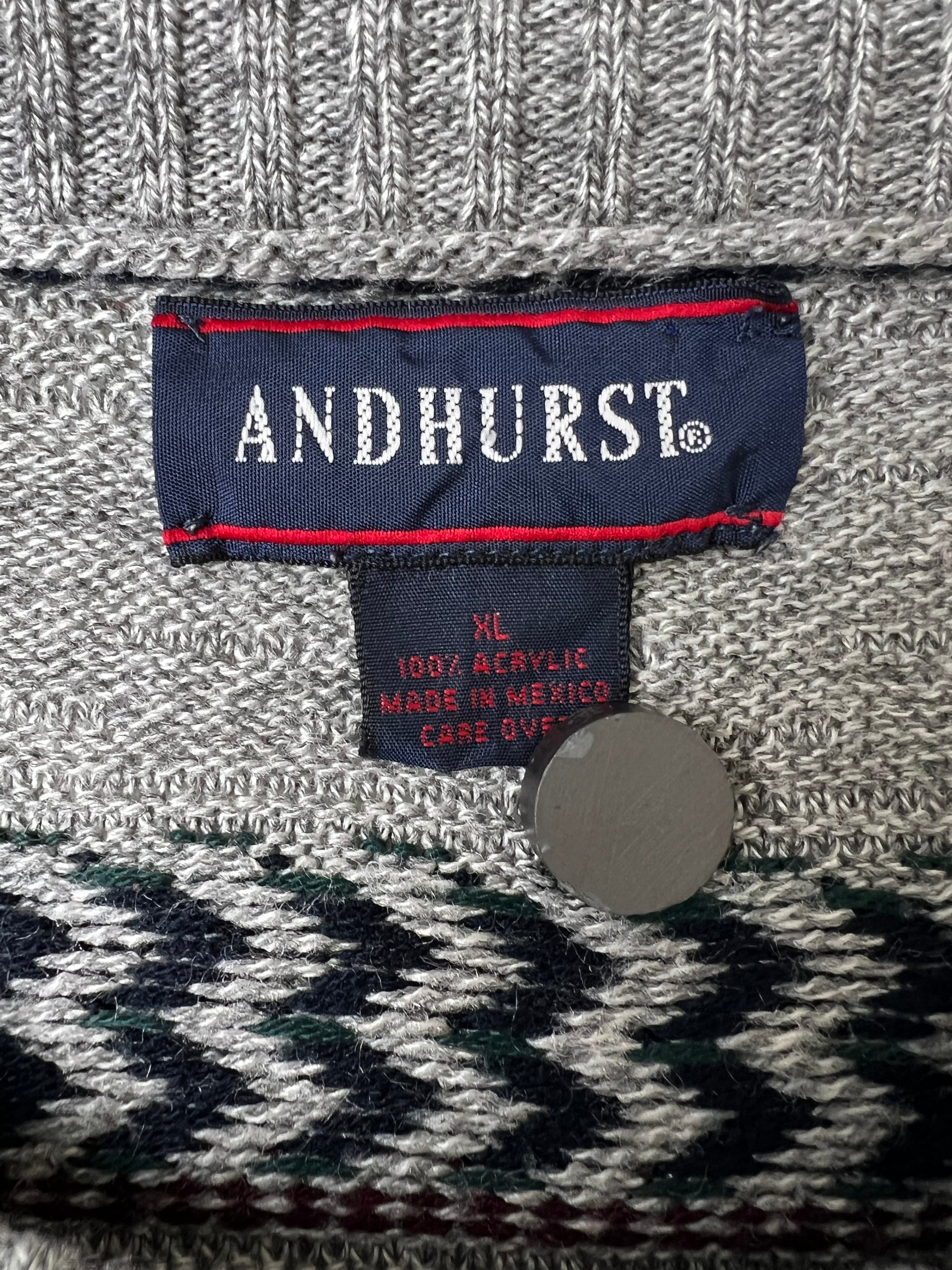 VINTAGE SWEATER COSBY PATTERN CRAZY KNIT GREY - XL