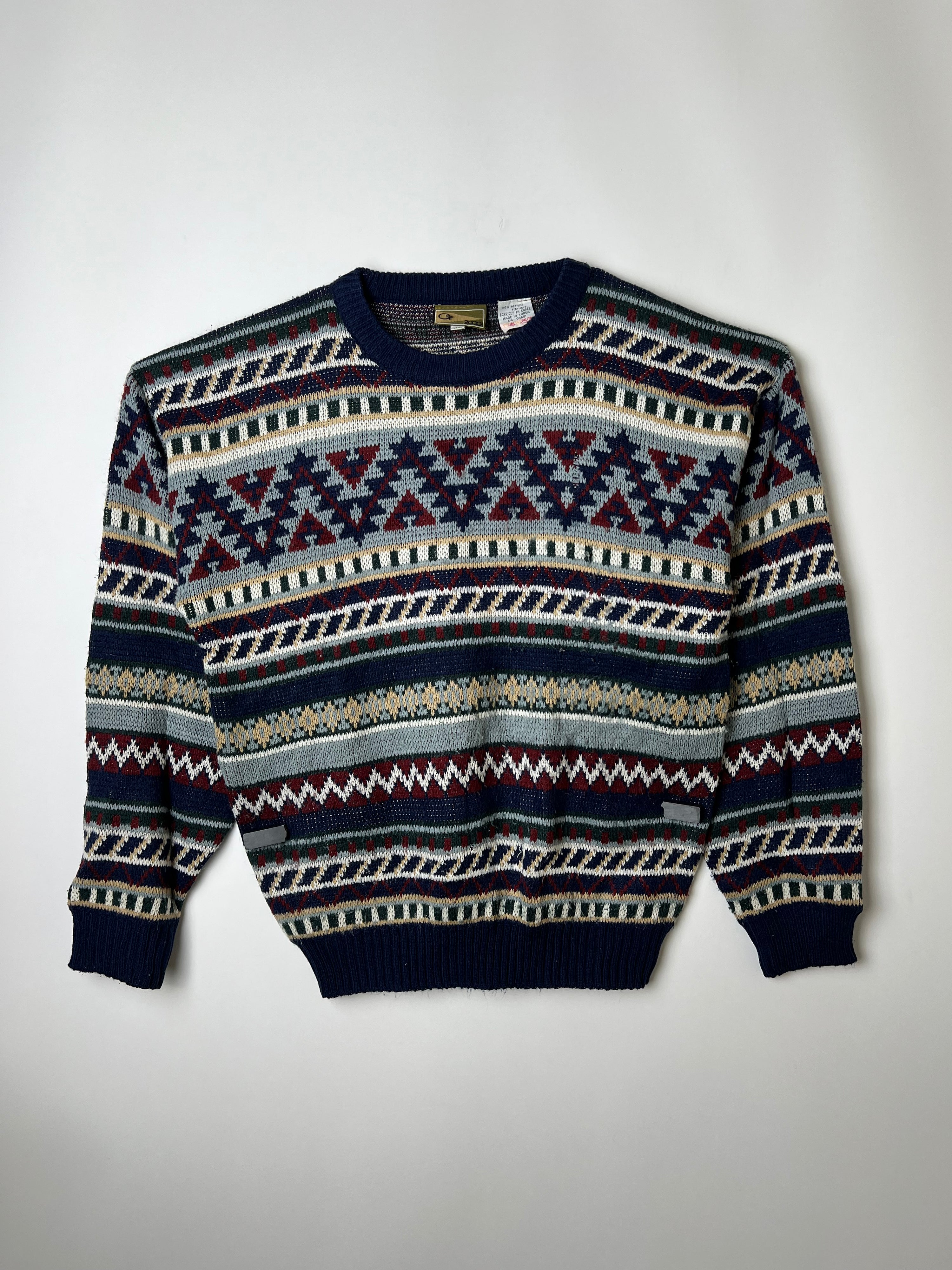 VINTAGE SWEATER COSBY PATTERN CRAZY KNIT - M