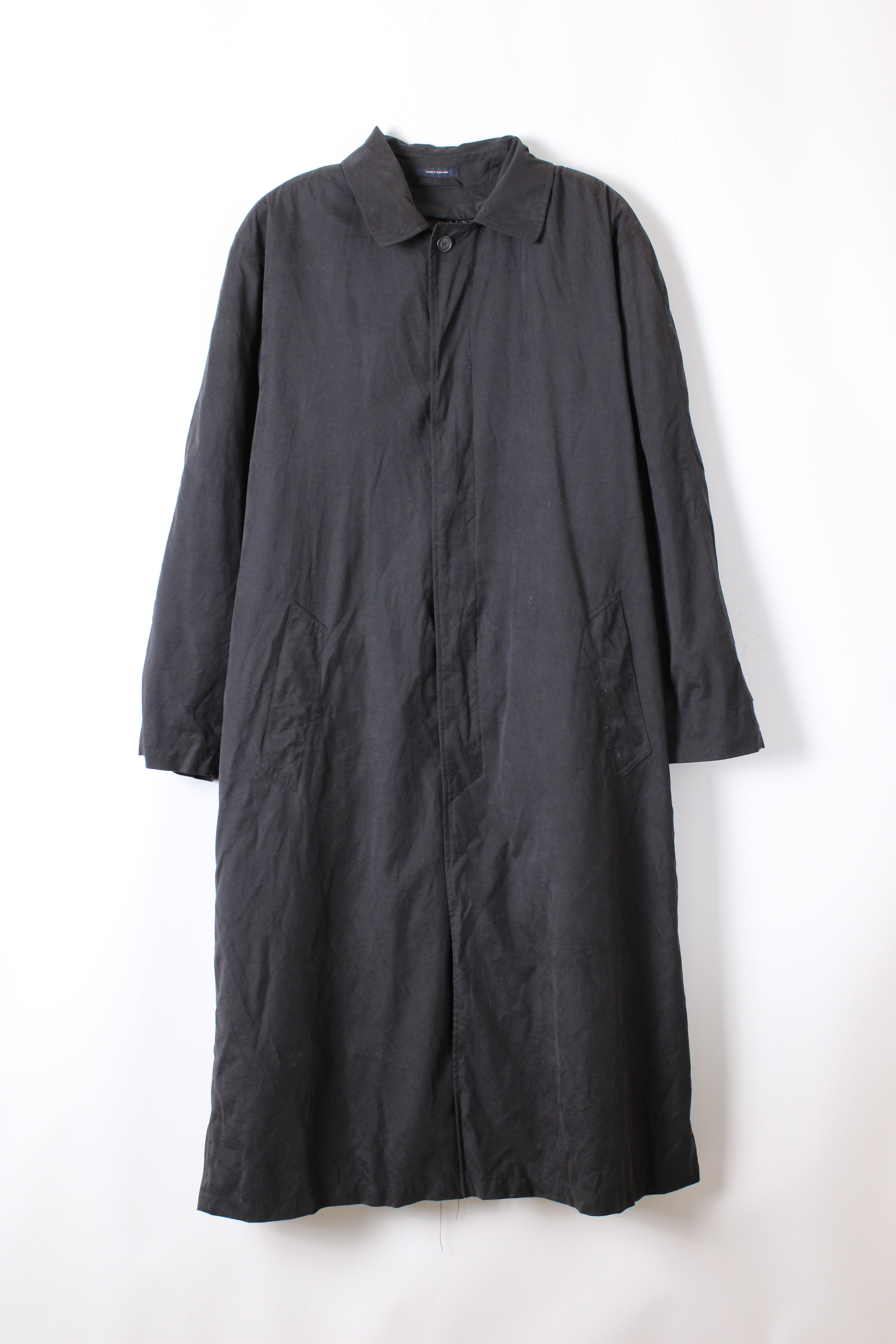 VINTAGE TRENCH COAT BLACK WOOL LINING - M/L