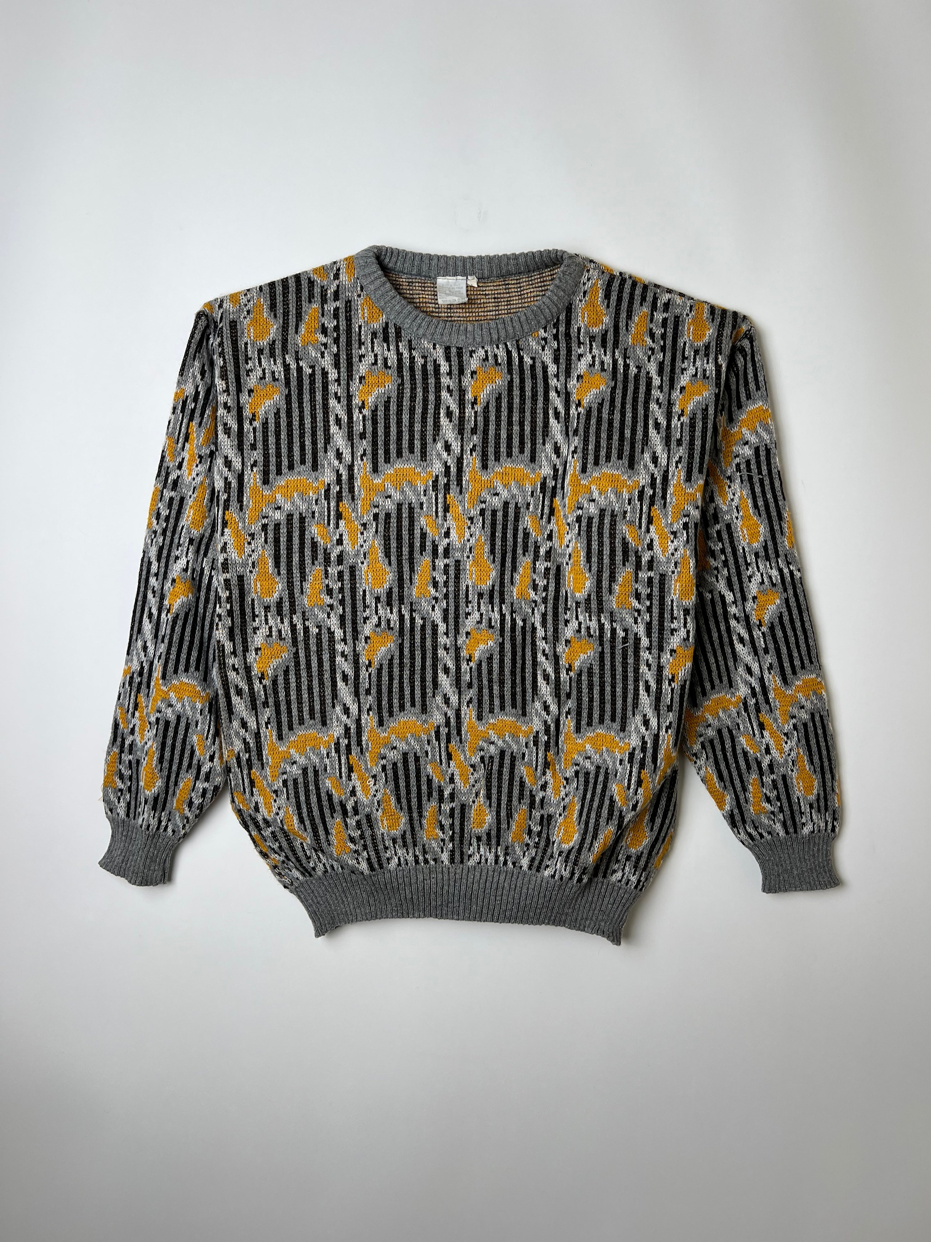 VINTAGE SWEATER COSBY PATTERN CRAZY KNIT MADE IN ITALY - L