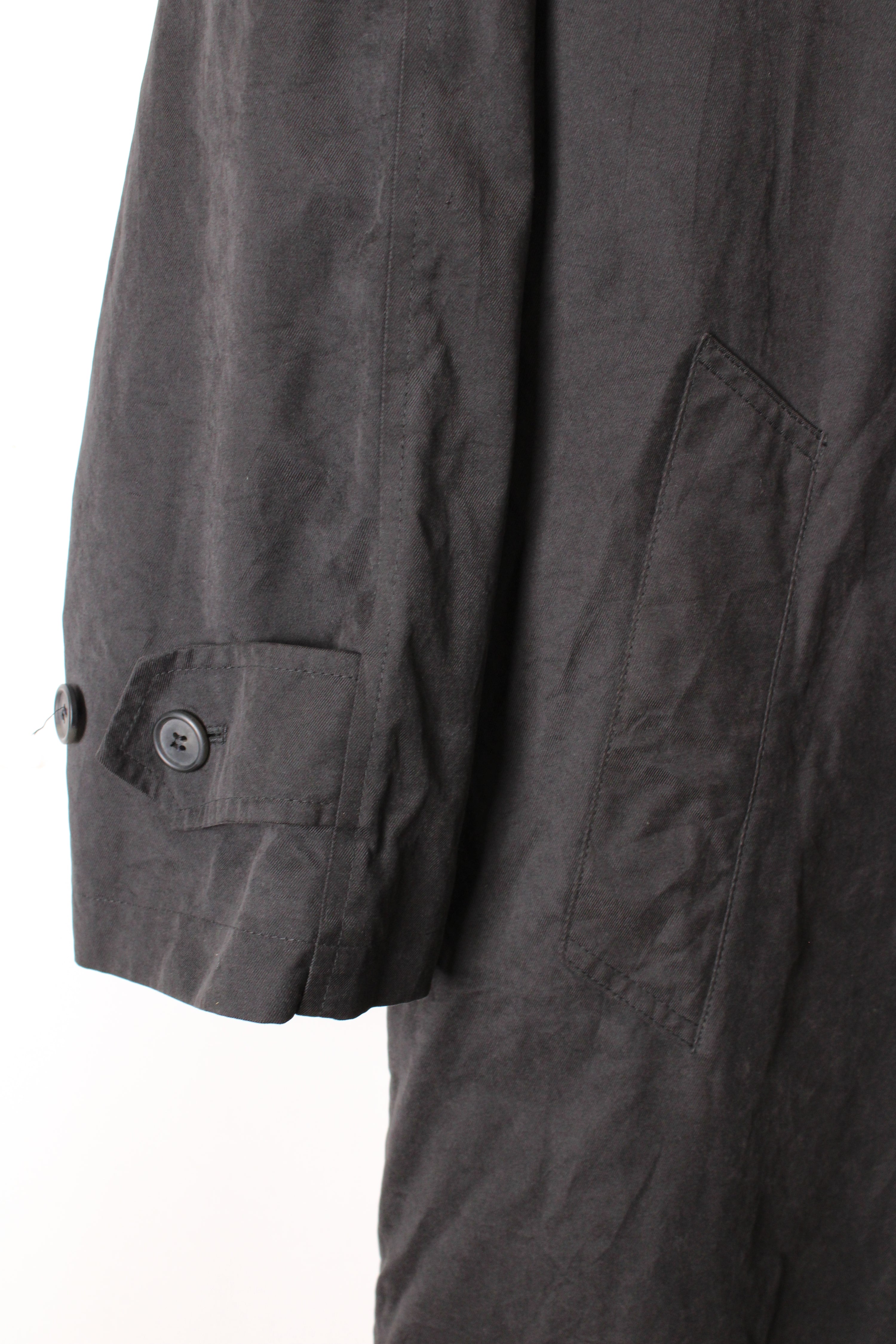 VINTAGE TRENCH COAT BLACK WOOL LINING - M/L