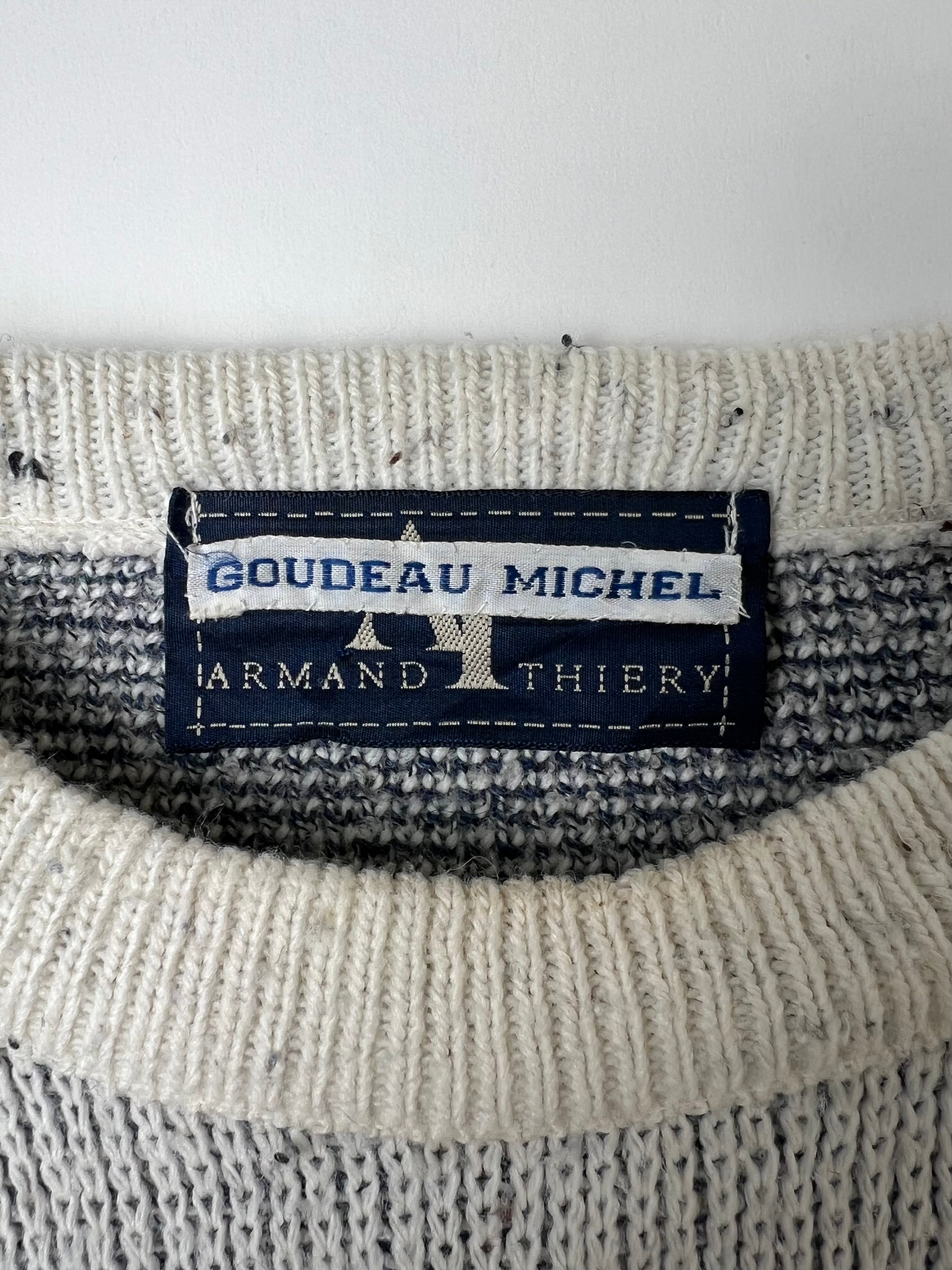 ARMAND THIERY SWEATER CRAZY PATTERN KNIT WHITE MADE IN FRANCE - S