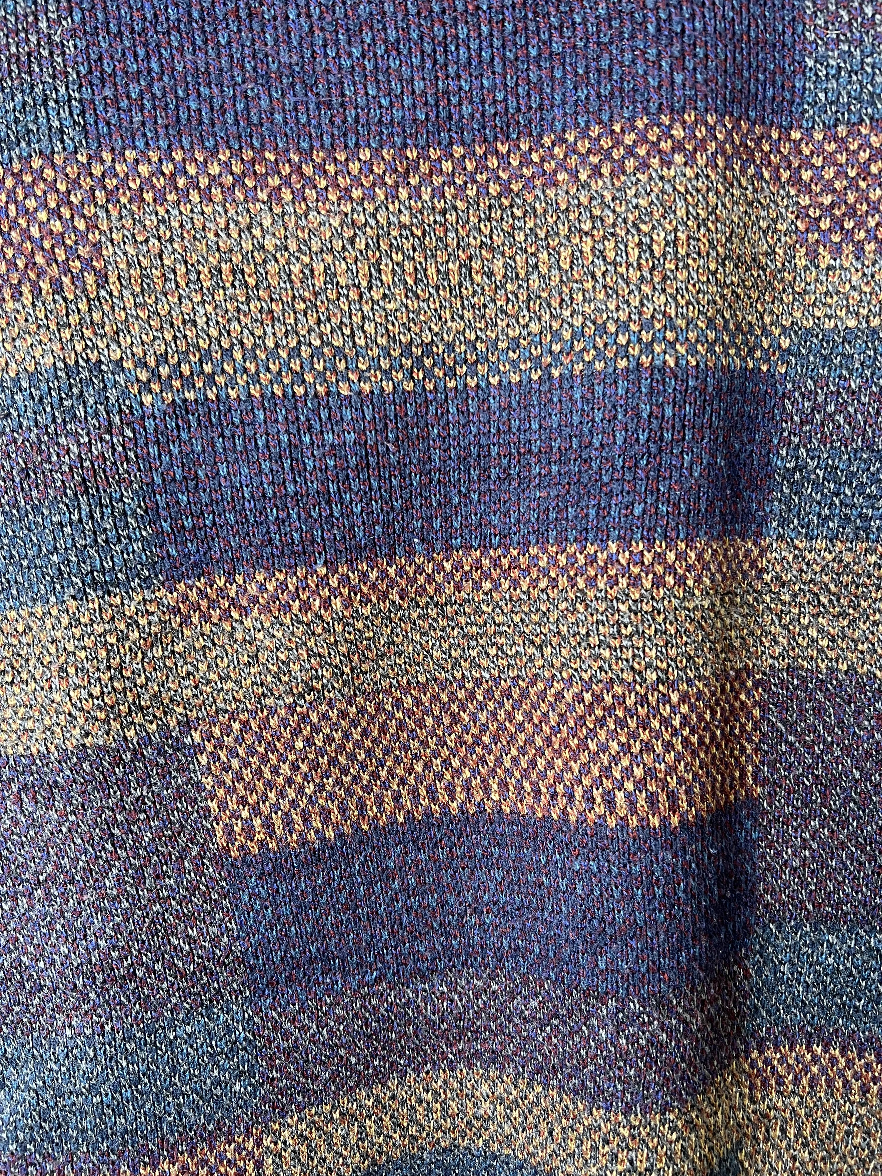 VINTAGE SWEATER COSBY PATTERN CRAZY KNIT PURPLE - XXL