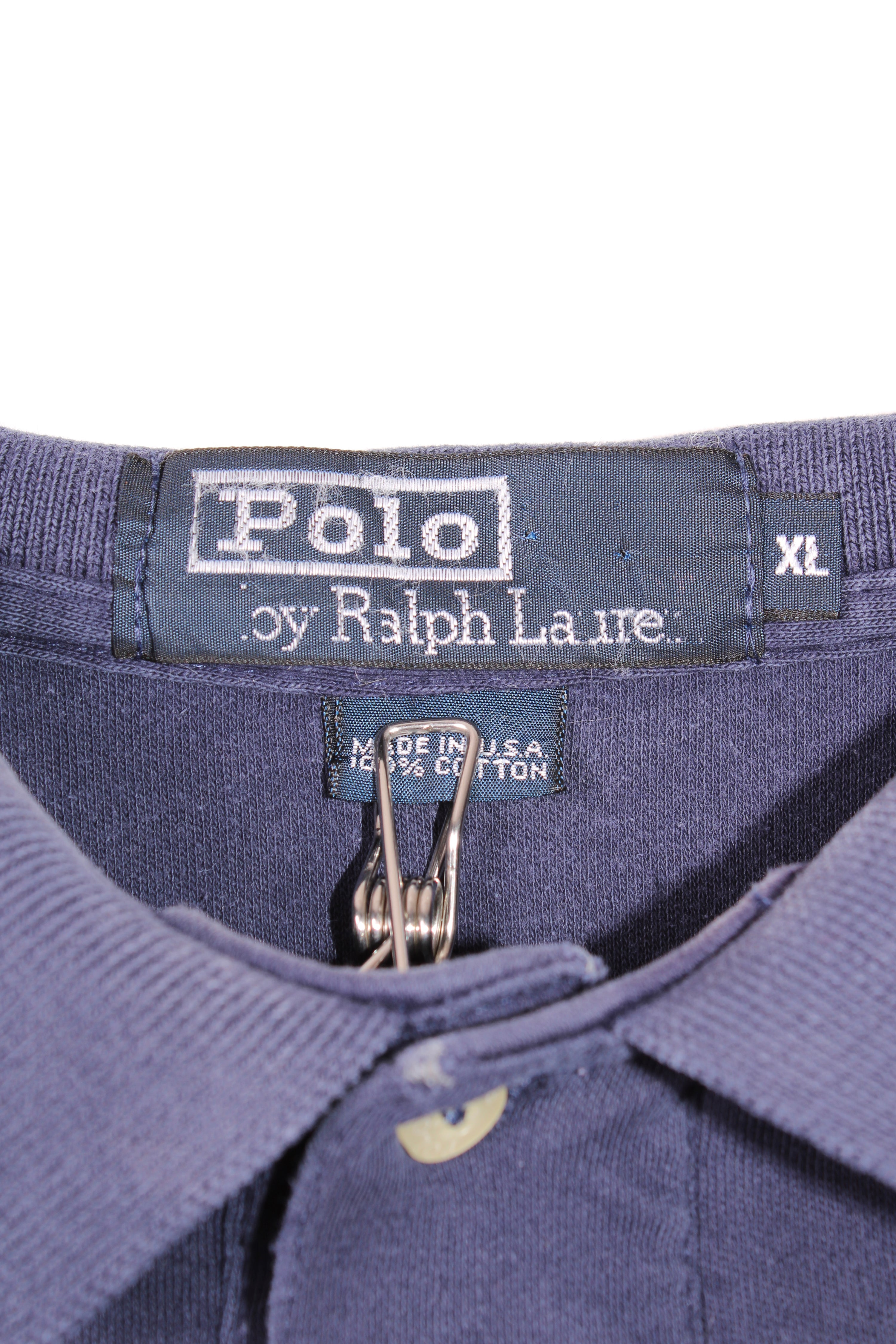 RALPH LAUREN POLO SHIRT NAVY BLUE MADE IN USA - XL