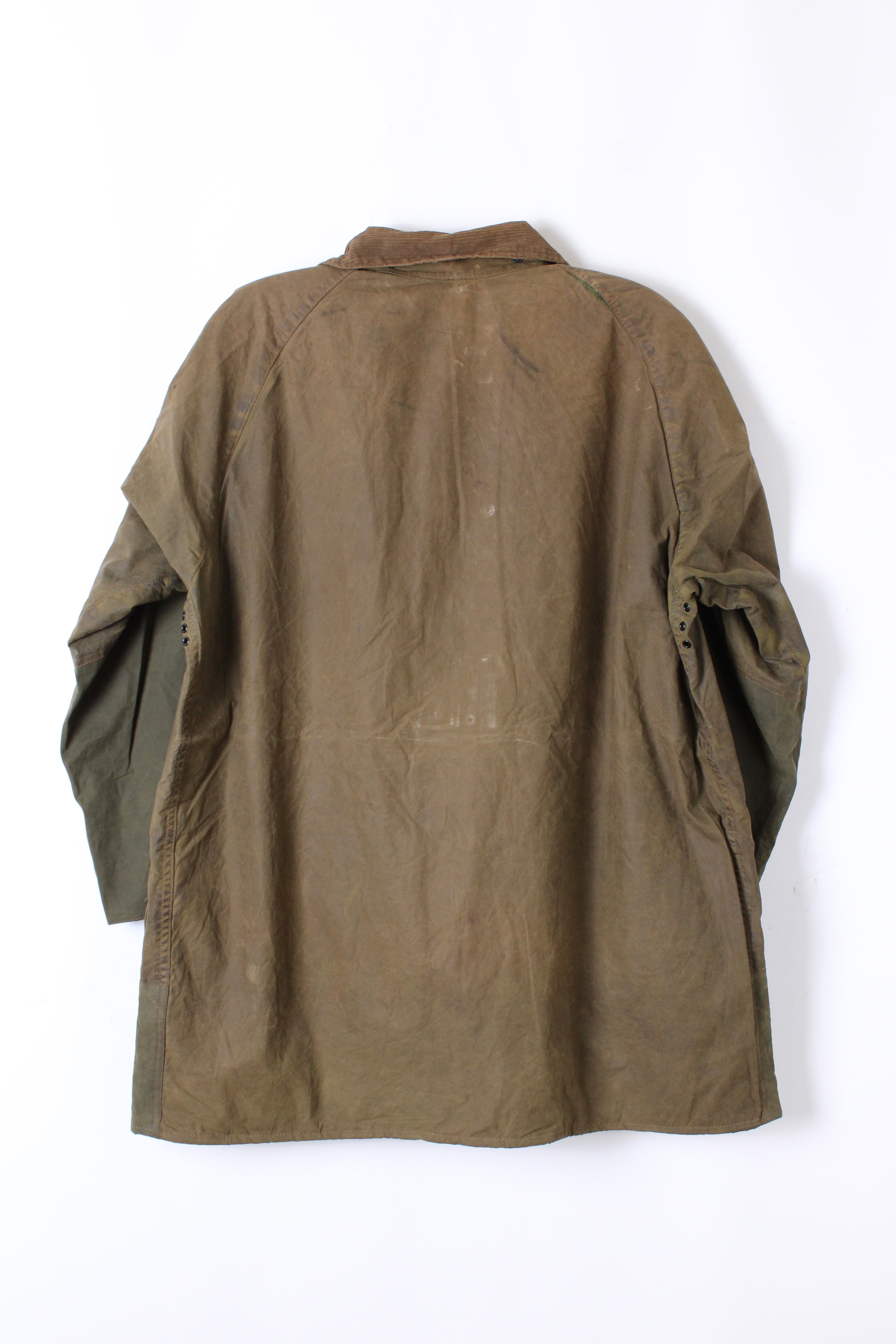 BARBOUR GAMEFAIR 2 CREST VINTAGE 1970S WAXED JACKET GREEN - M/L