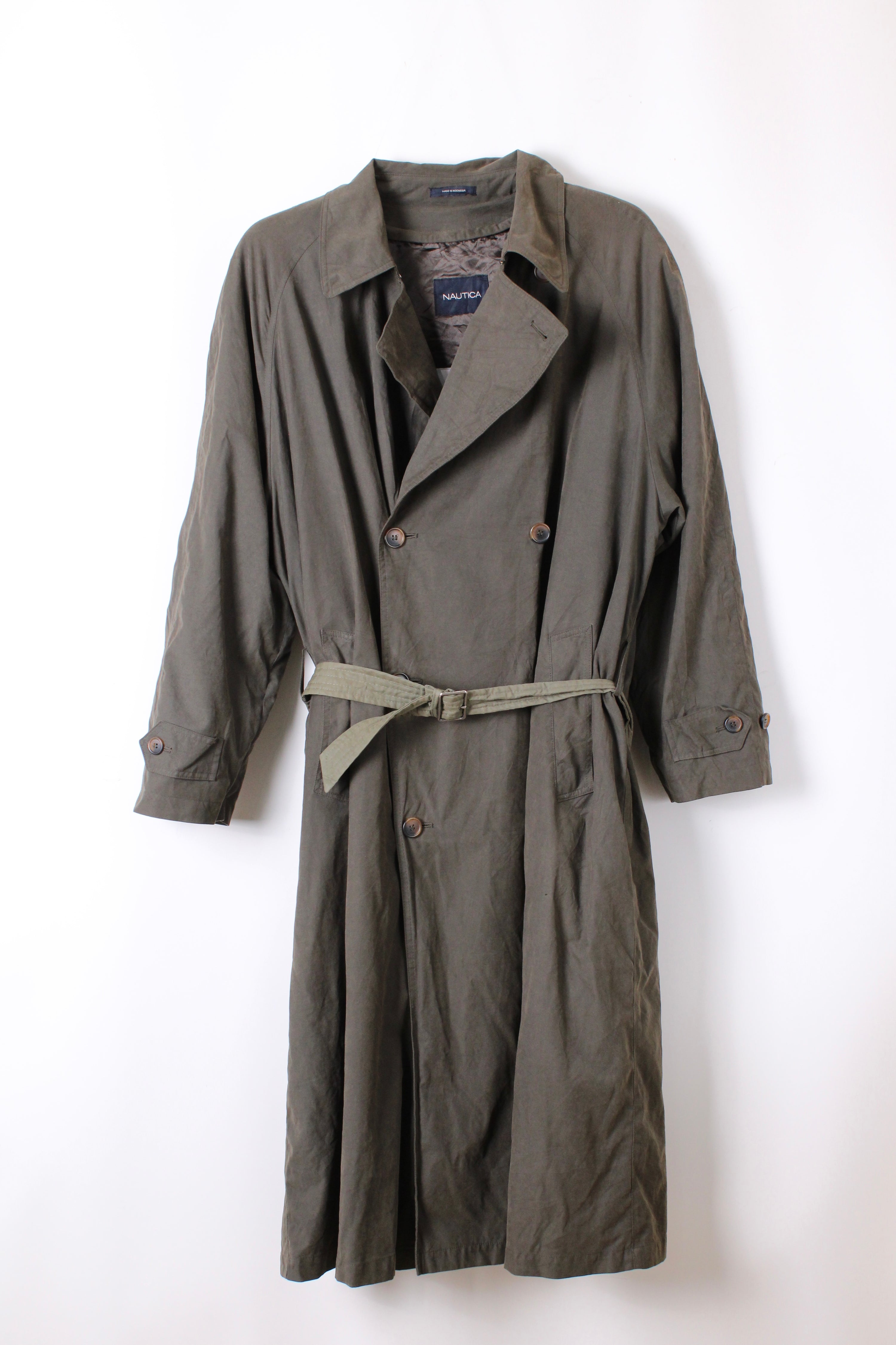 VINTAGE TRENCH COAT DARK BROWN DOUBLE BREASTED - L/XL