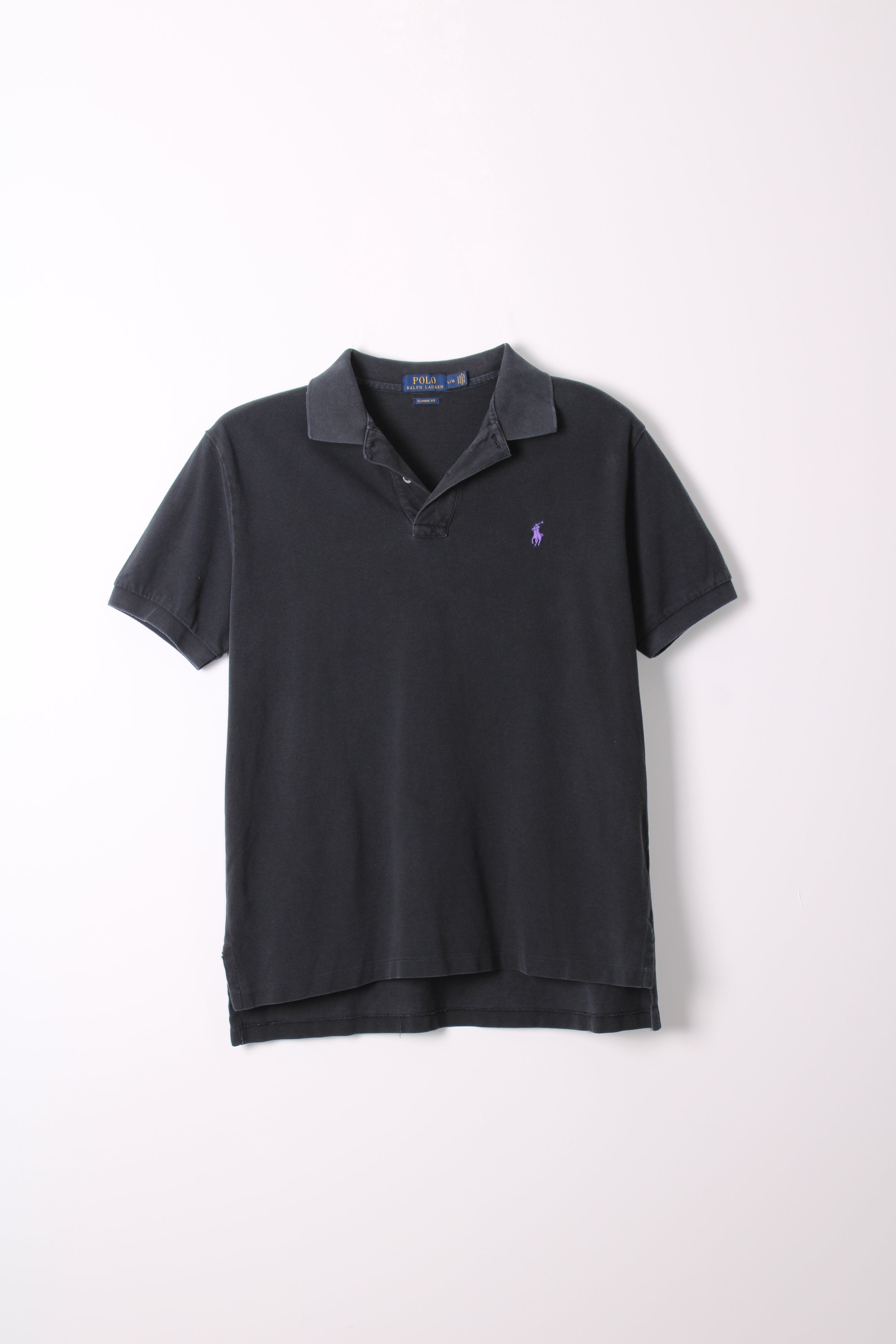 RALPH LAUREN POLO SHIRT BLACK ANTHRACITE - L