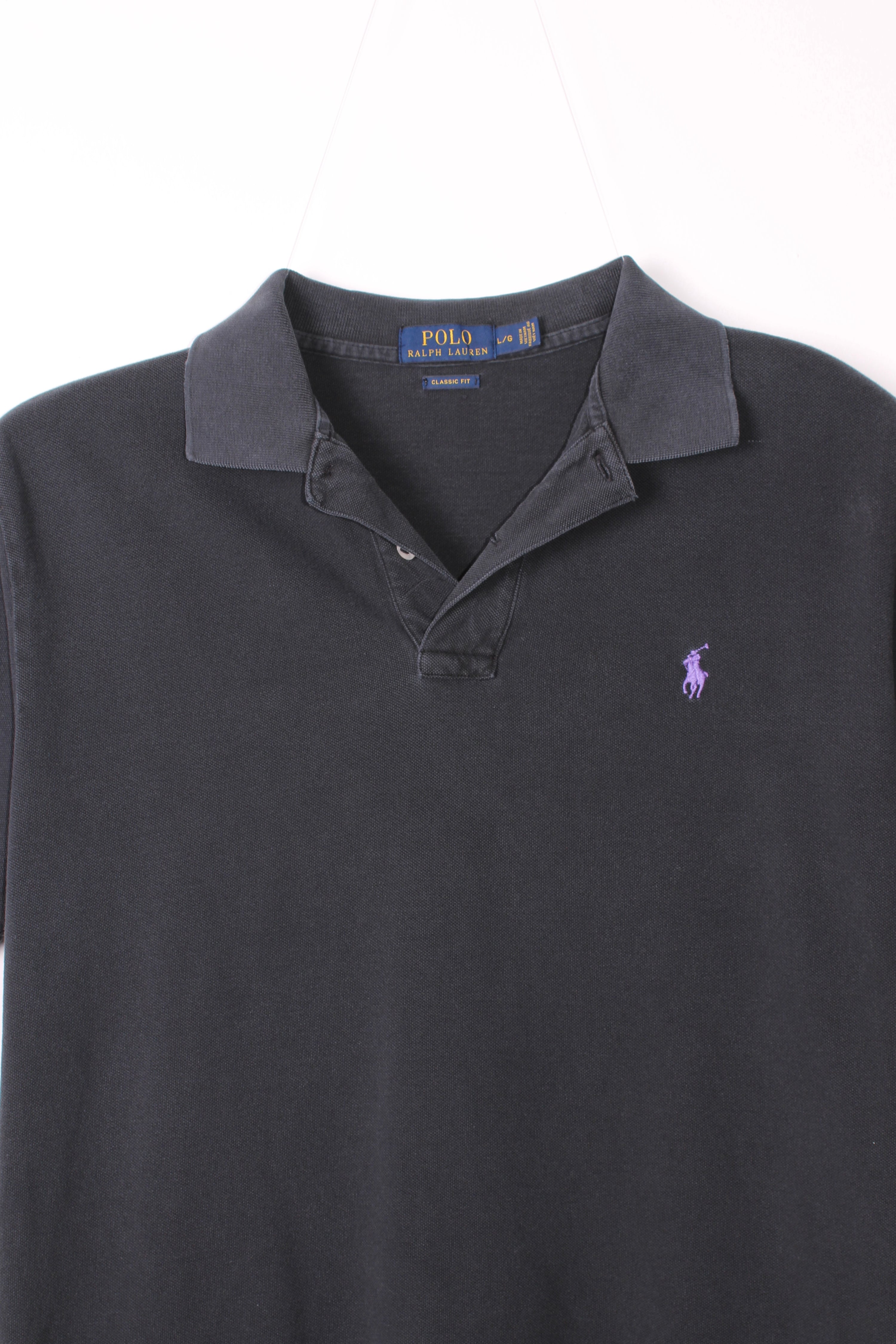 RALPH LAUREN POLO SHIRT BLACK ANTHRACITE - L