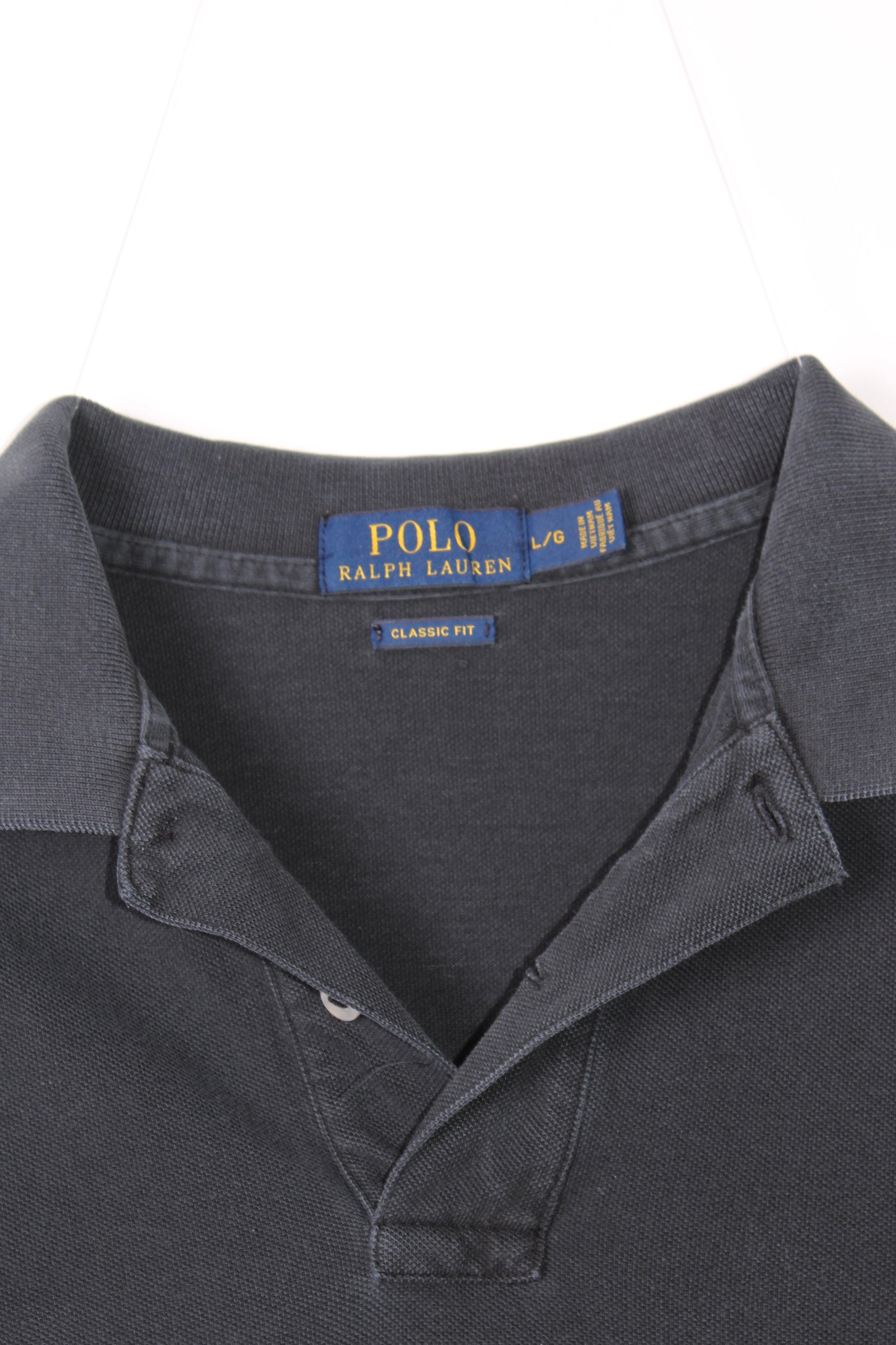 RALPH LAUREN POLO SHIRT BLACK ANTHRACITE - L