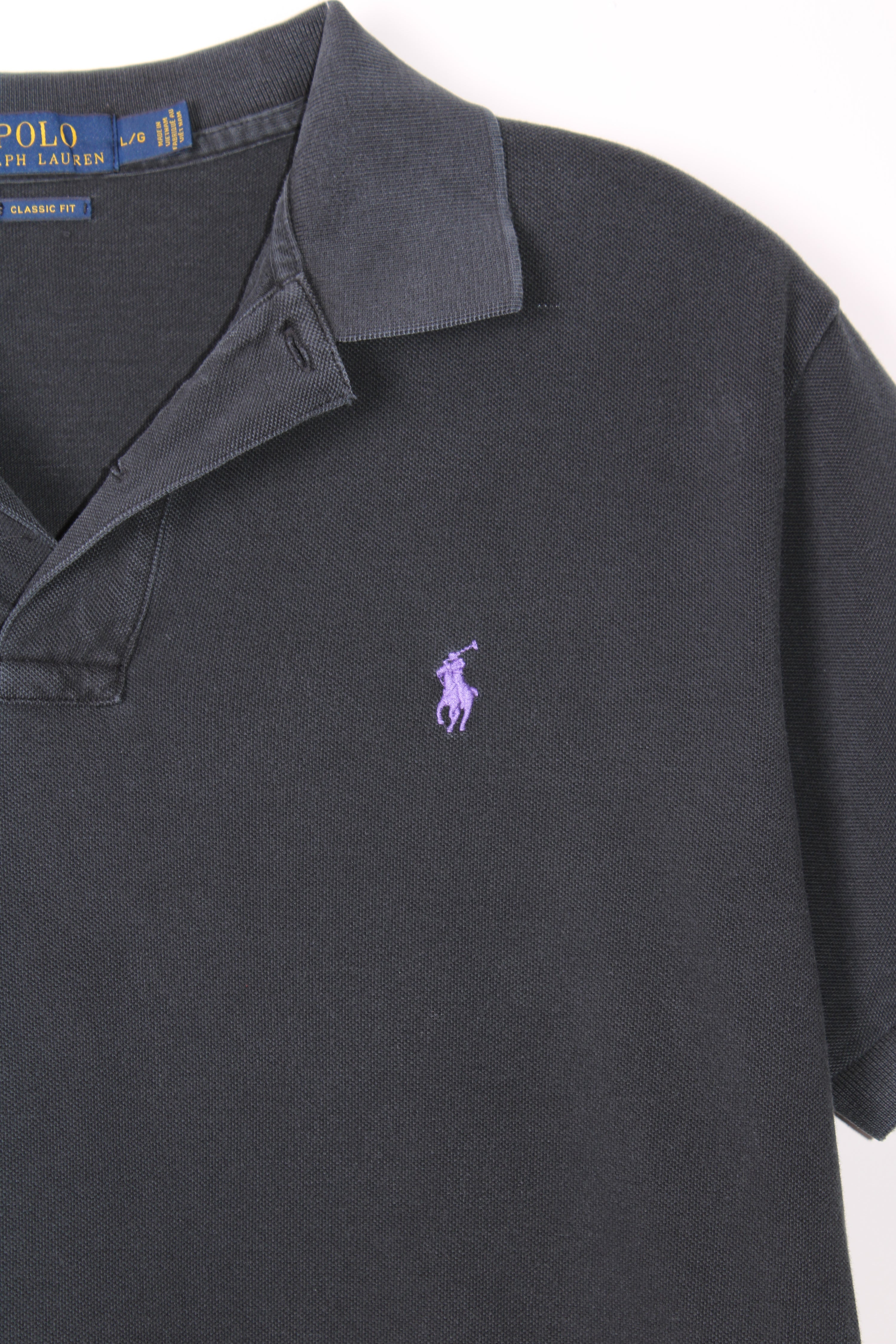 RALPH LAUREN POLO SHIRT BLACK ANTHRACITE - L