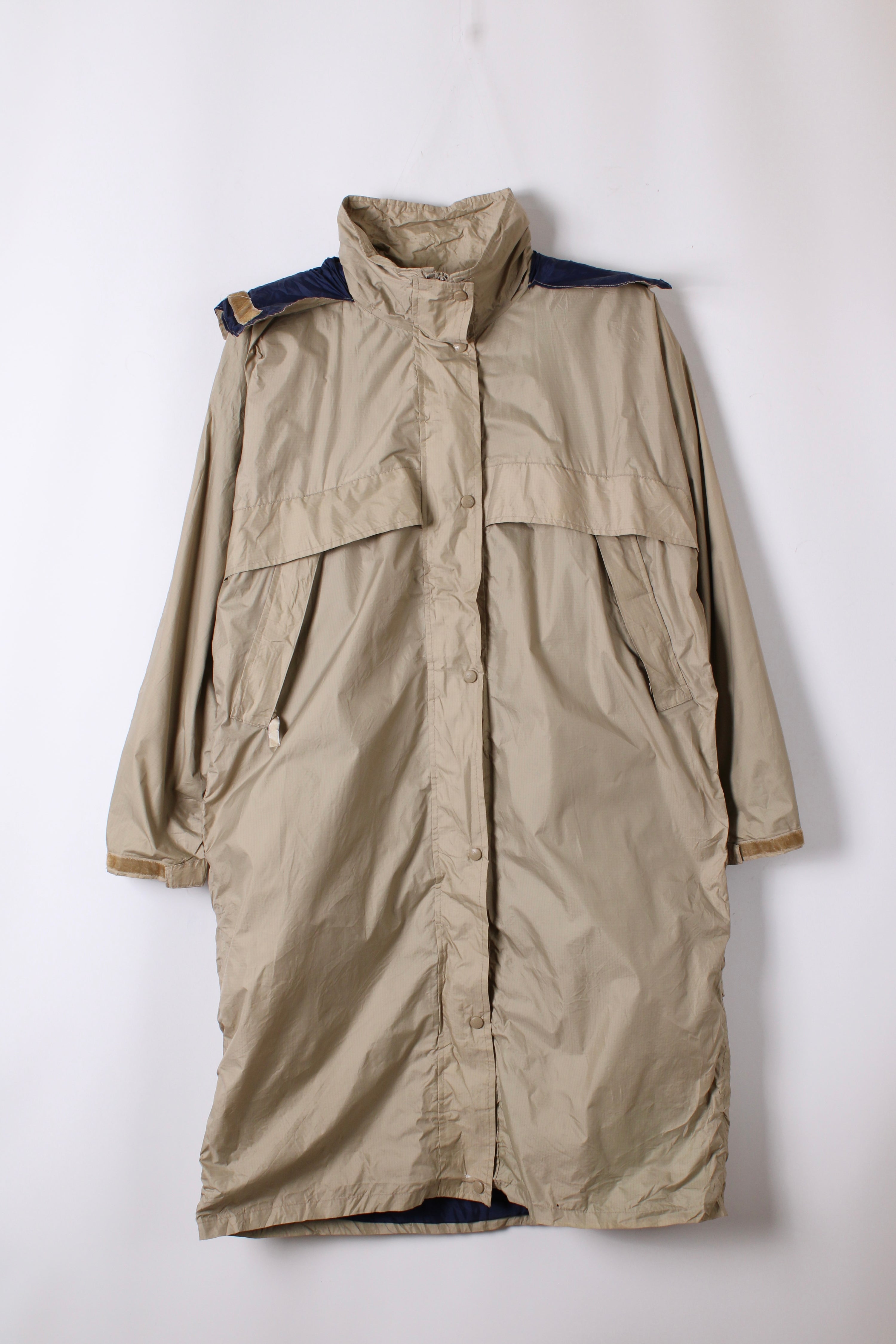 VINTAGE LL BEAN RIPSTOP LONG PARKA BEIGE - L/XL