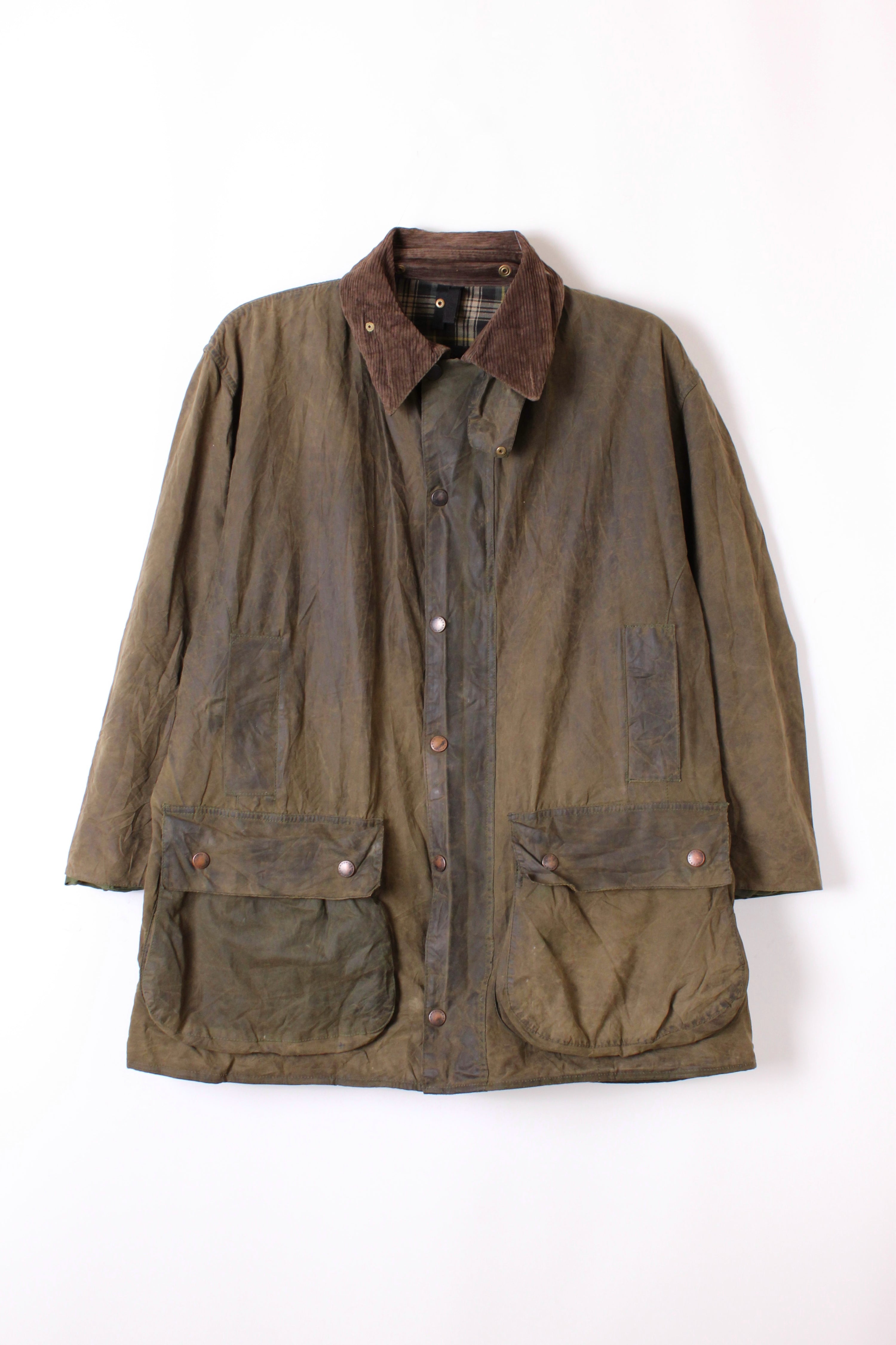 BARBOUR BORDER WAXED JACKET GREEN - L/XL