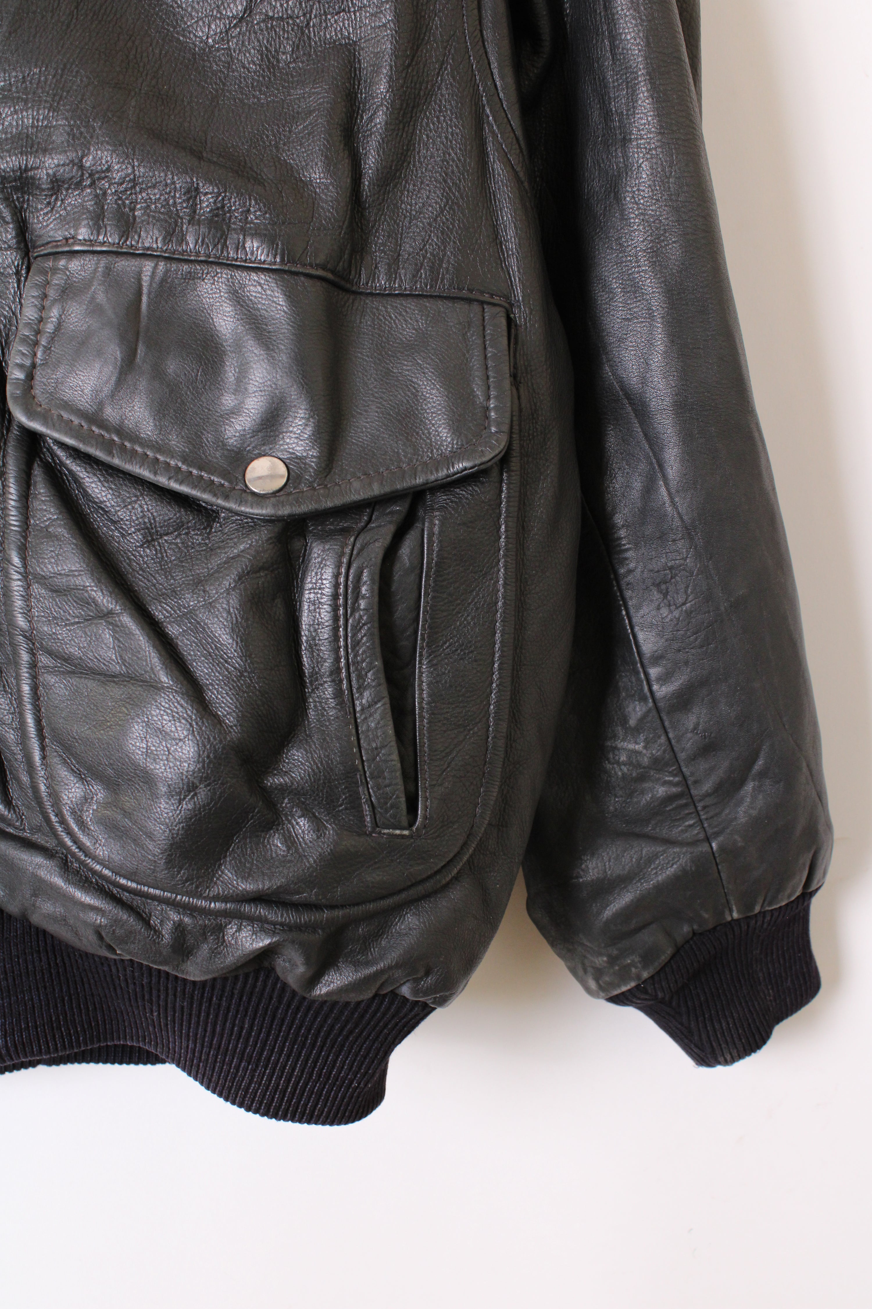 VINTAGE LEATHER FLIGHT JACKET BLACK - L/XL