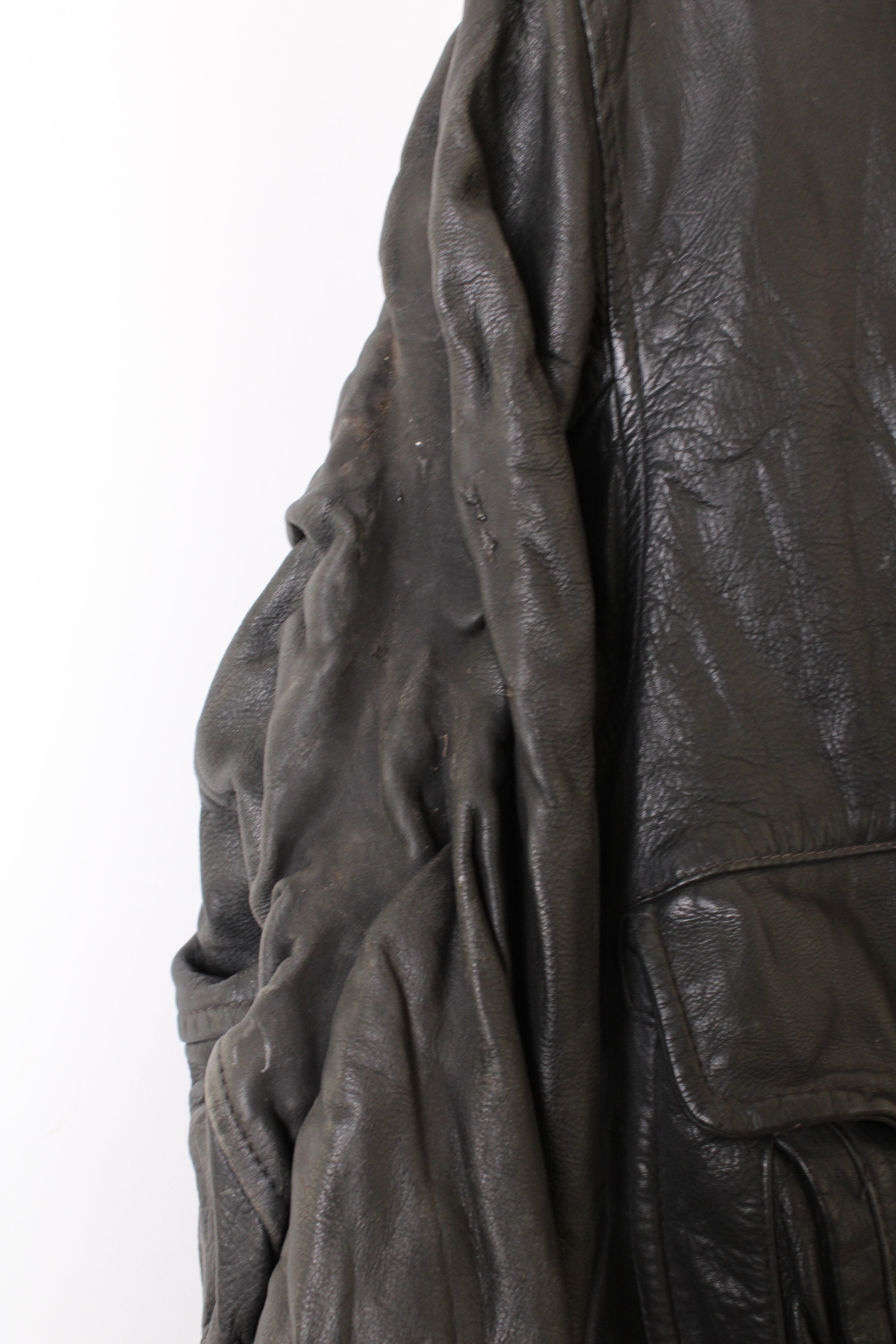 VINTAGE LEATHER FLIGHT JACKET BLACK - L/XL
