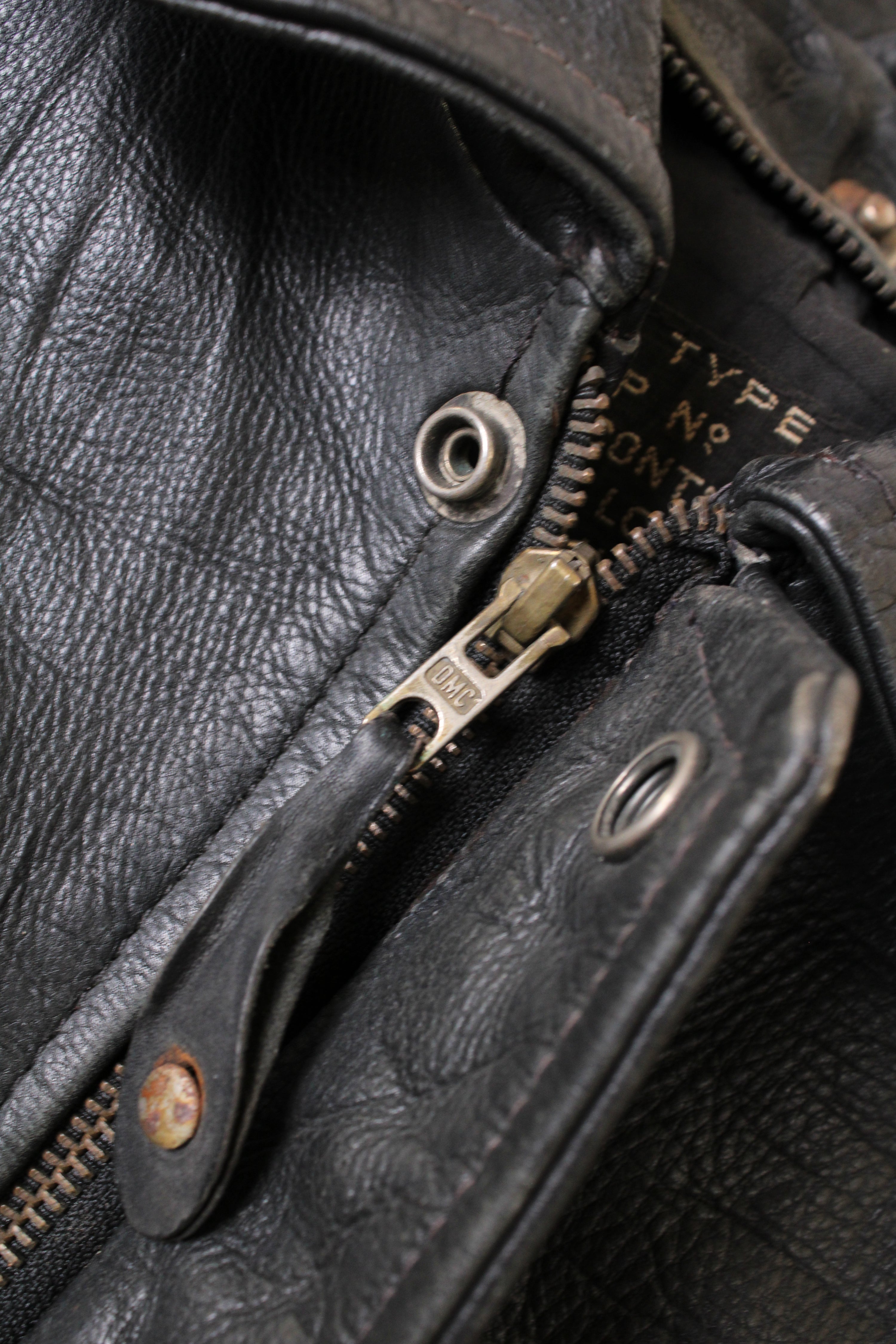 VINTAGE LEATHER FLIGHT JACKET BLACK - L/XL