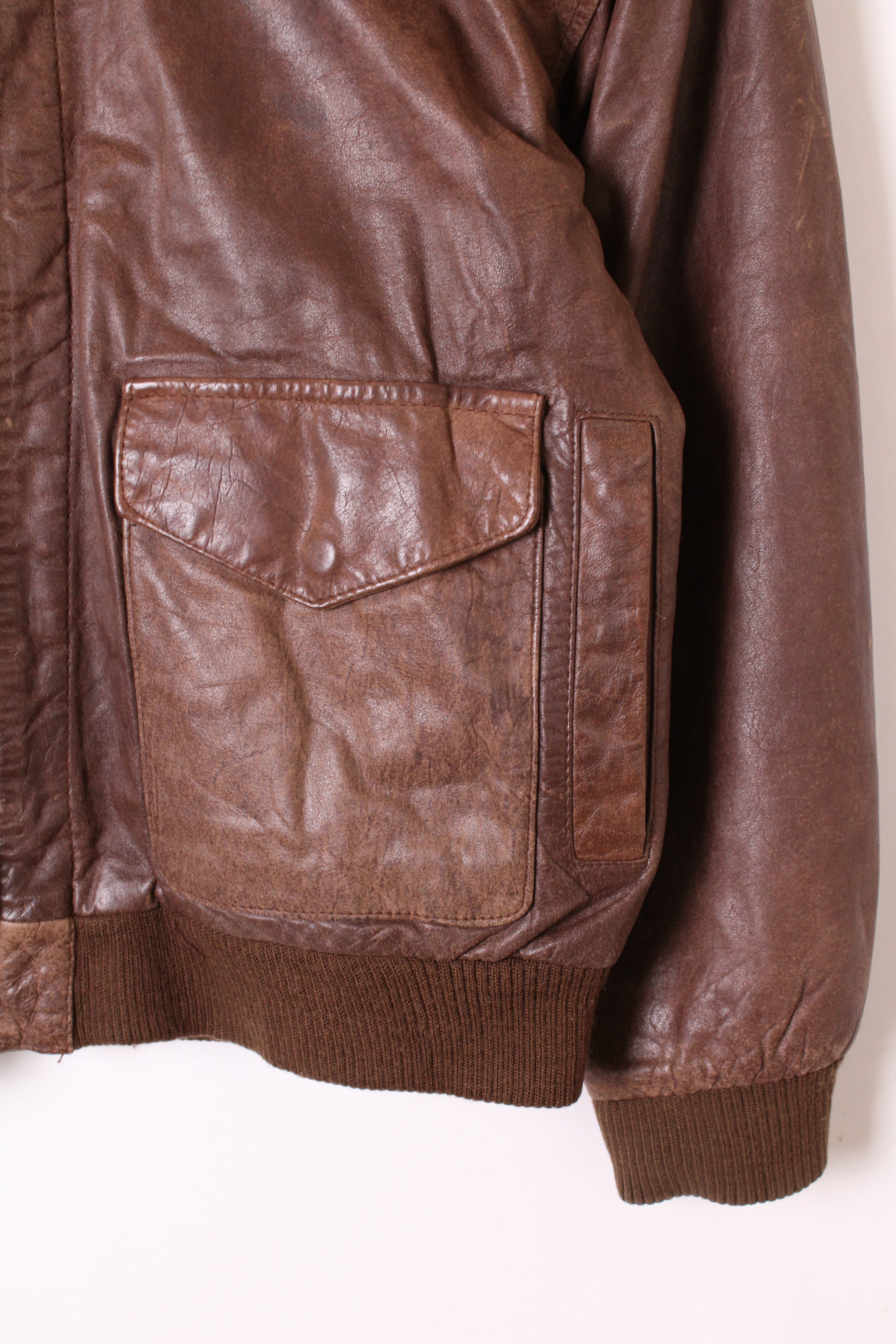 VINTAGE LEATHER FLIGHT JACKET BROWN - S