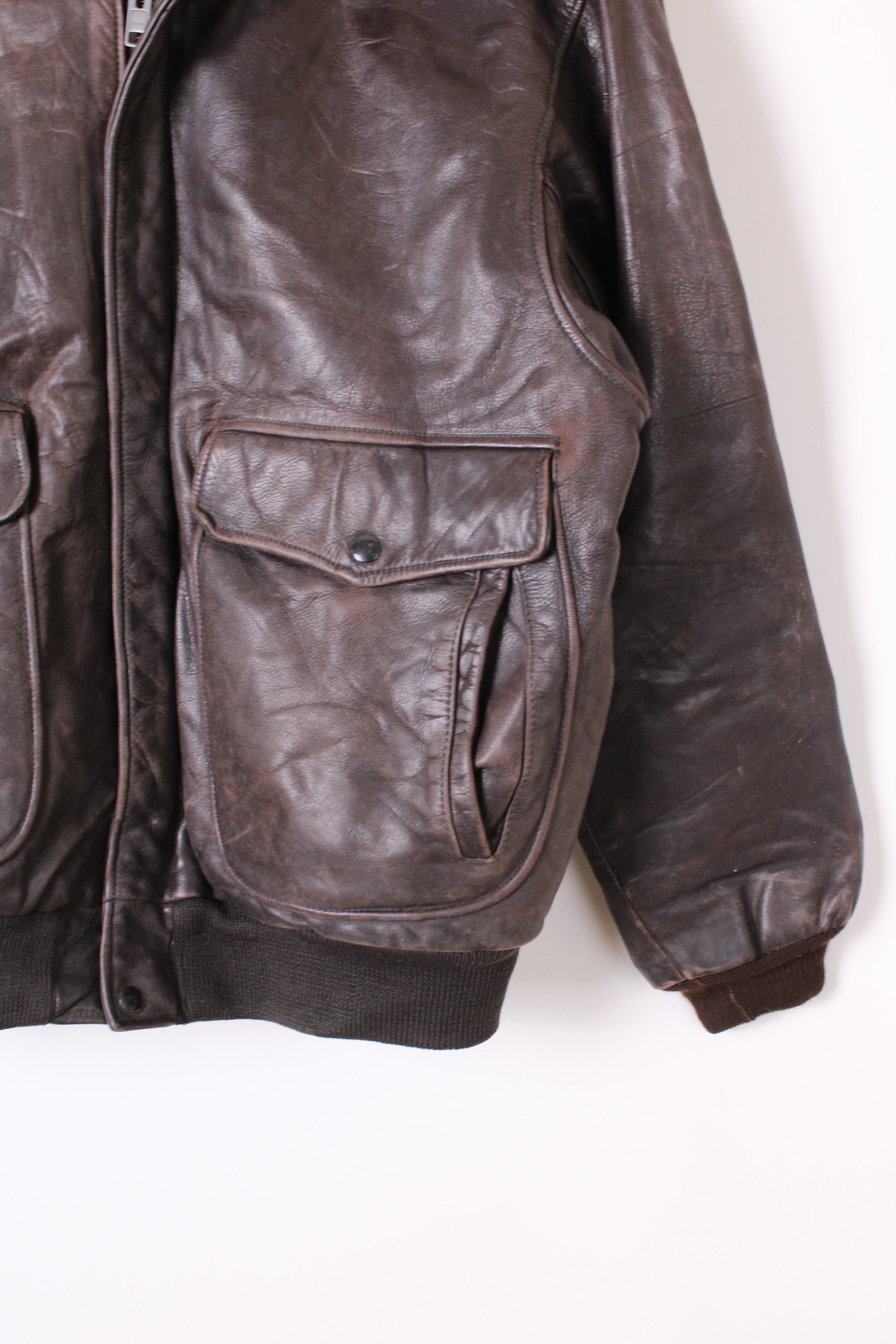 VINTAGE LEATHER FLIGHT JACKET BROWN - M/L