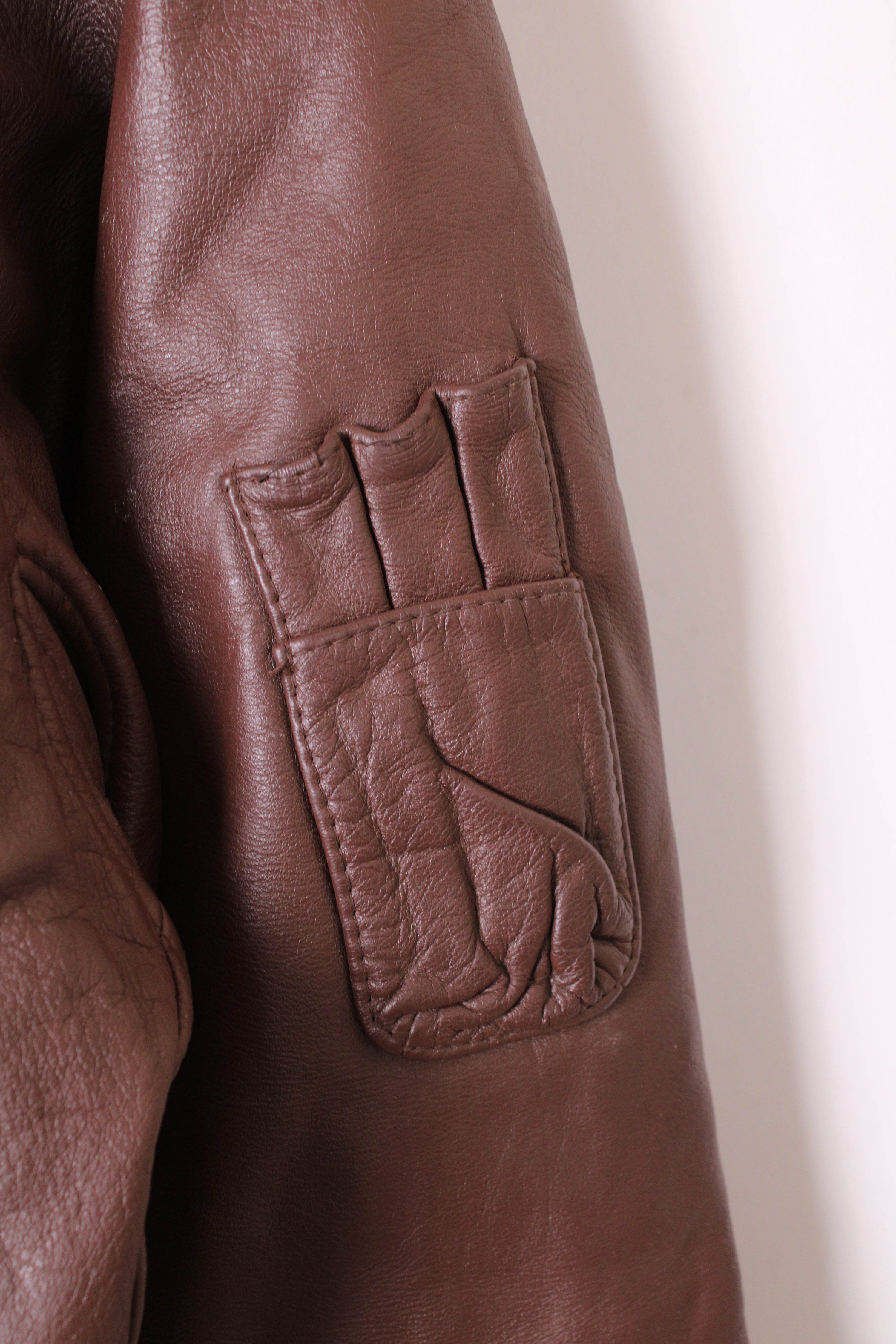 VINTAGE LEATHER FLIGHT BOMBER JACKET BROWN - XL