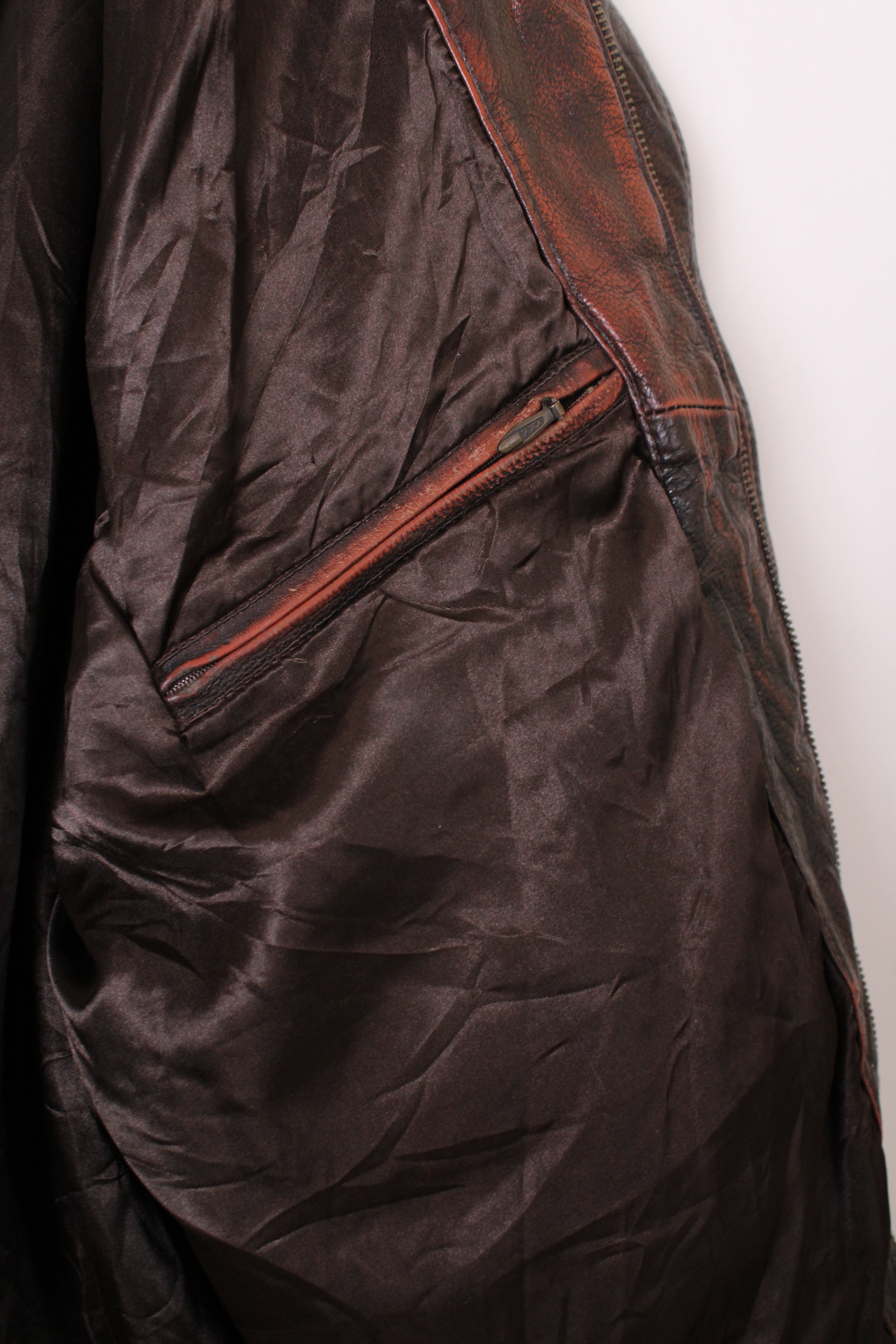 VINTAGE LEATHER FLIGHT BOMBER JACKET FADED BLACK - L/XL