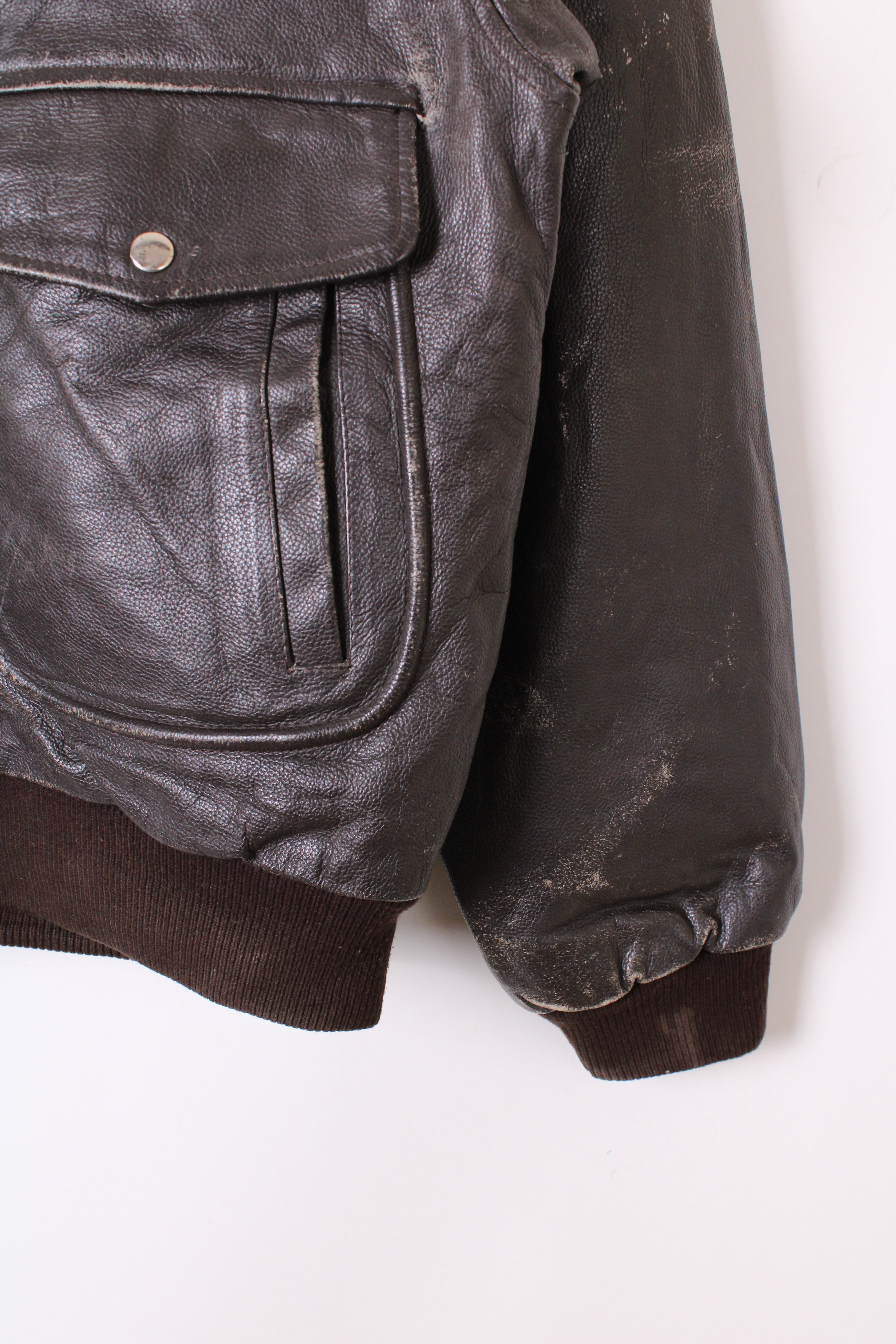VINTAGE LEATHER AVIATOR FLIGHT JACKET BROWN - M