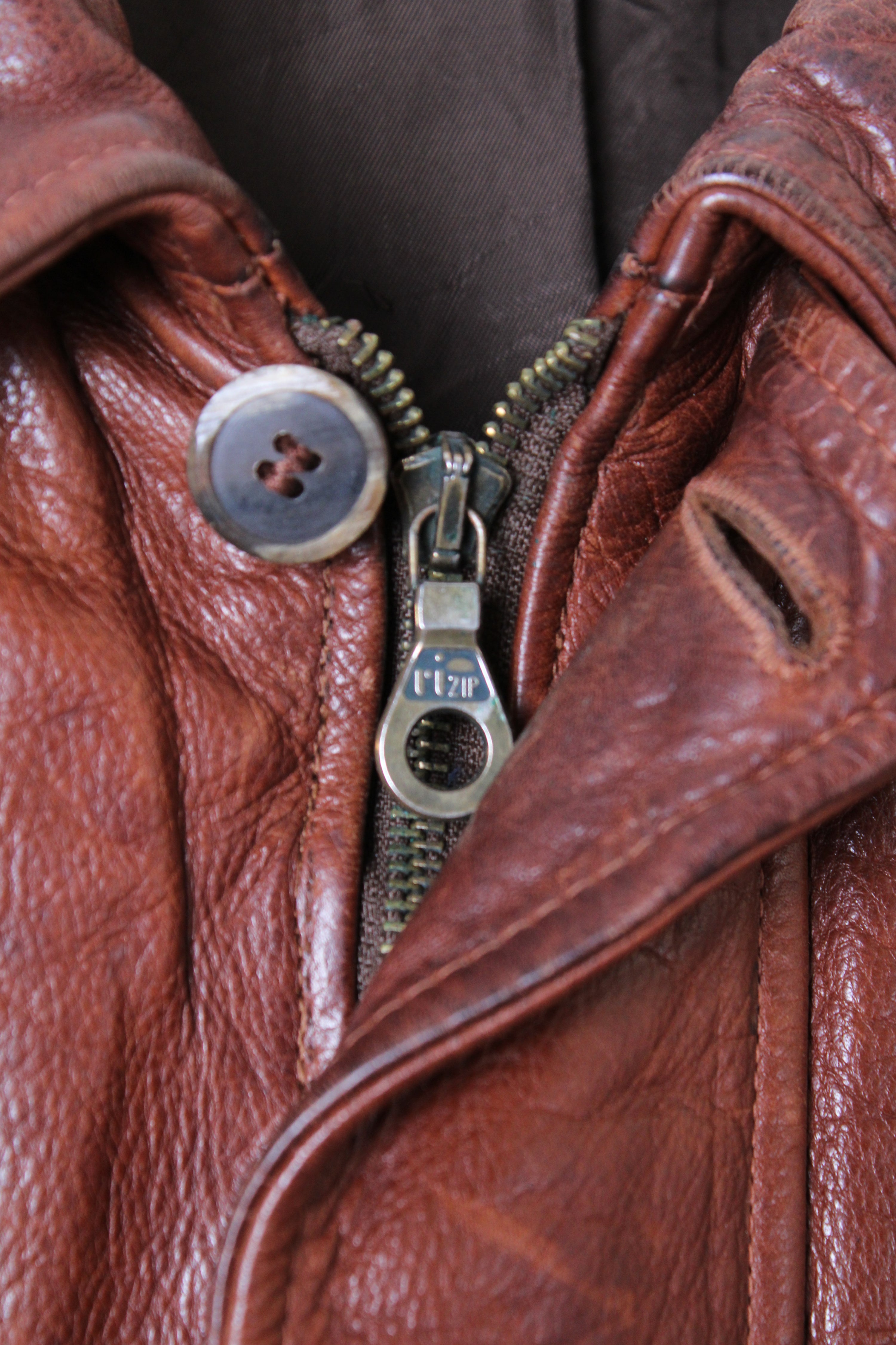 VINTAGE LEATHER FLIGHT BOMBER JACKET BROWN - L/XL