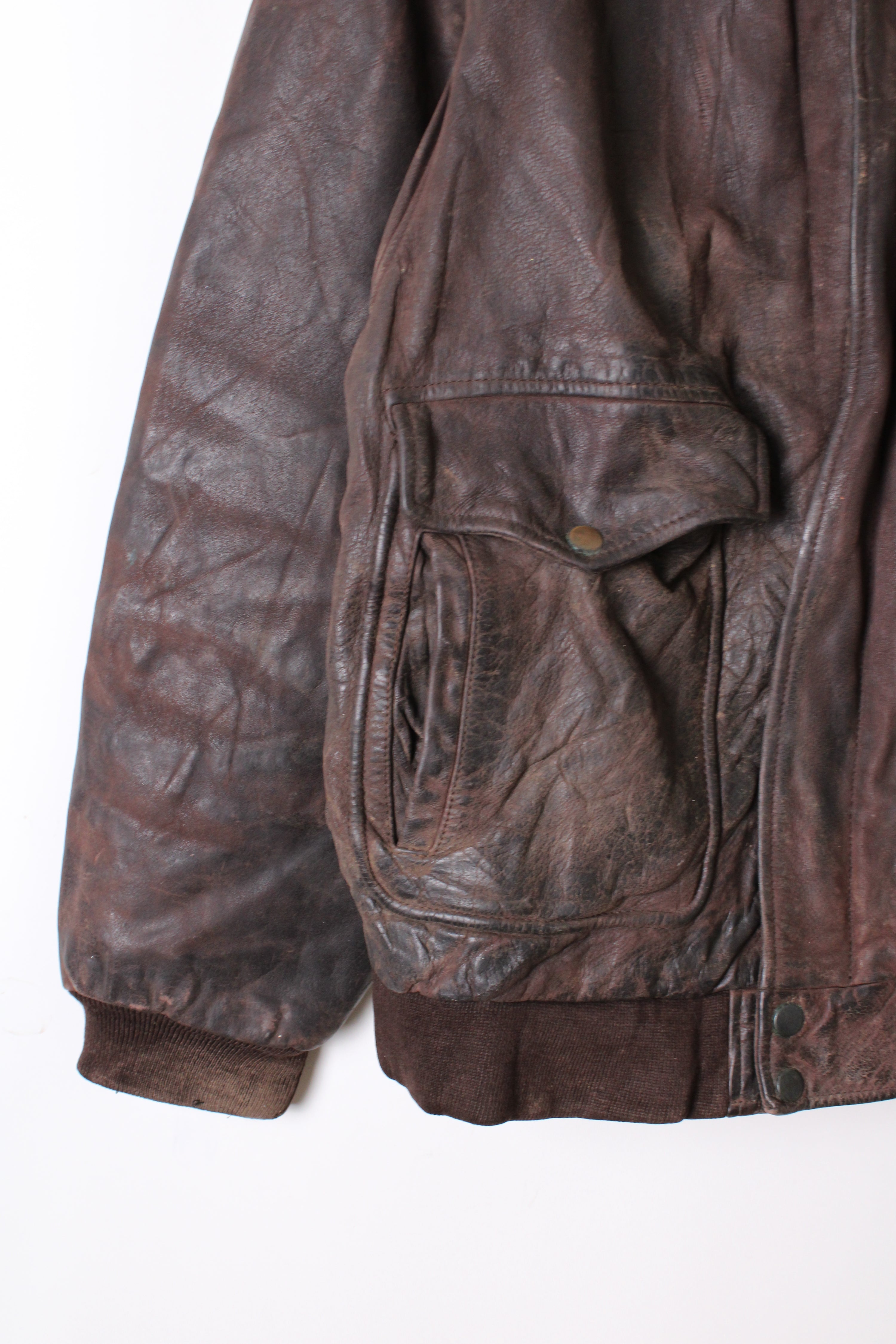 VINTAGE LEATHER AVIATOR FLIGHT JACKET BROWN - L/XL
