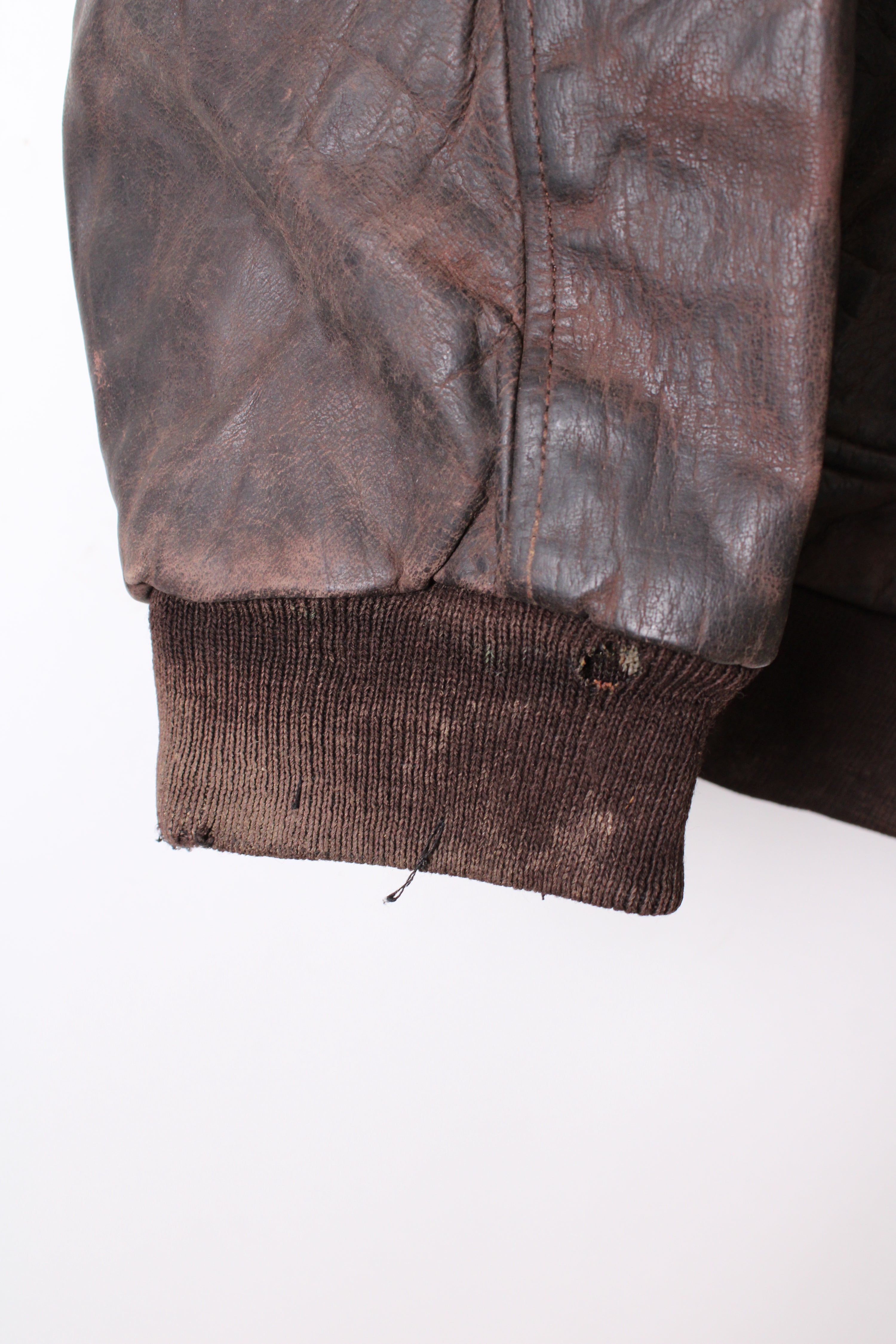 VINTAGE LEATHER AVIATOR FLIGHT JACKET BROWN - L/XL