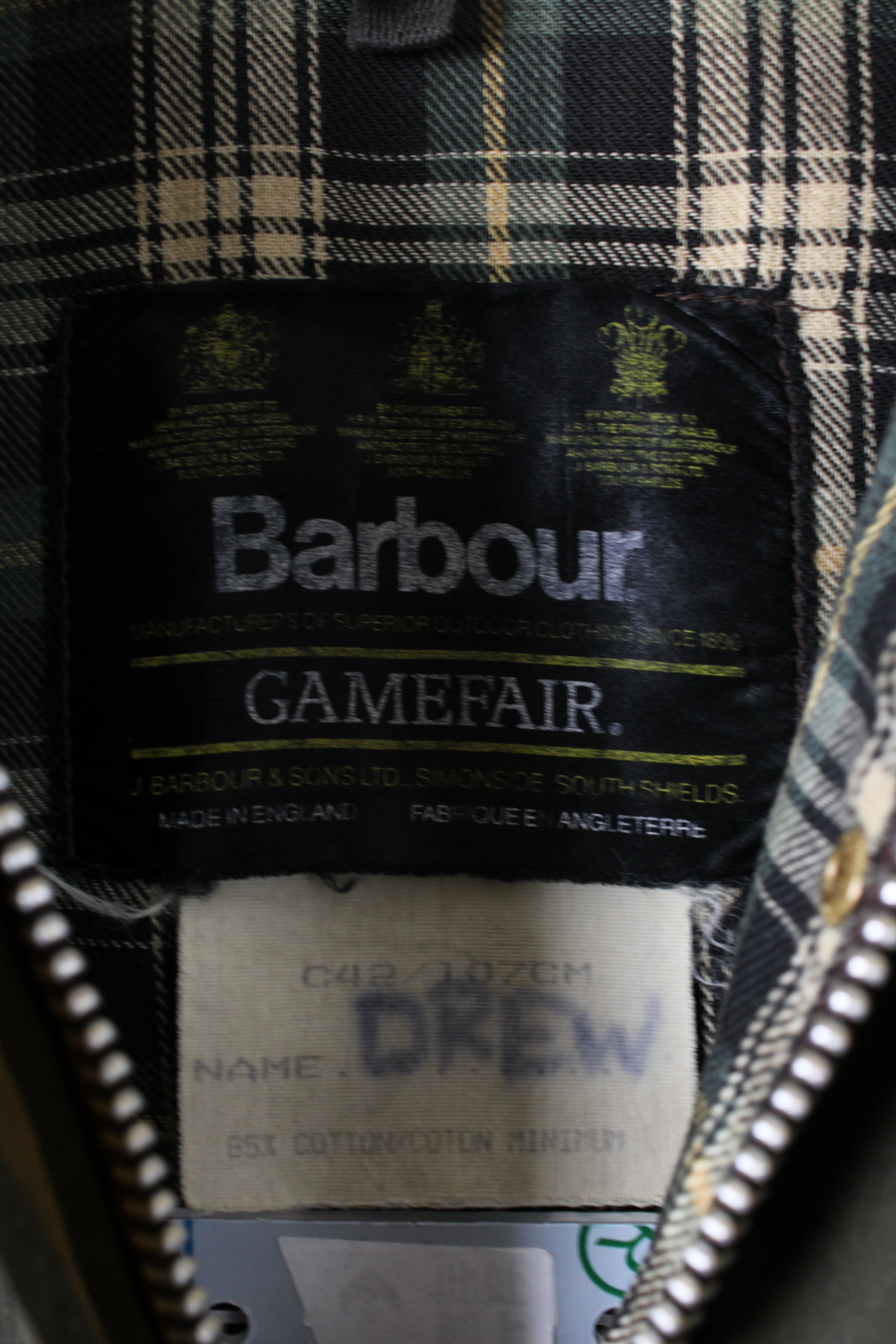 BARBOUR GAMEFAIR WAXED JACKET GREEN - M/L