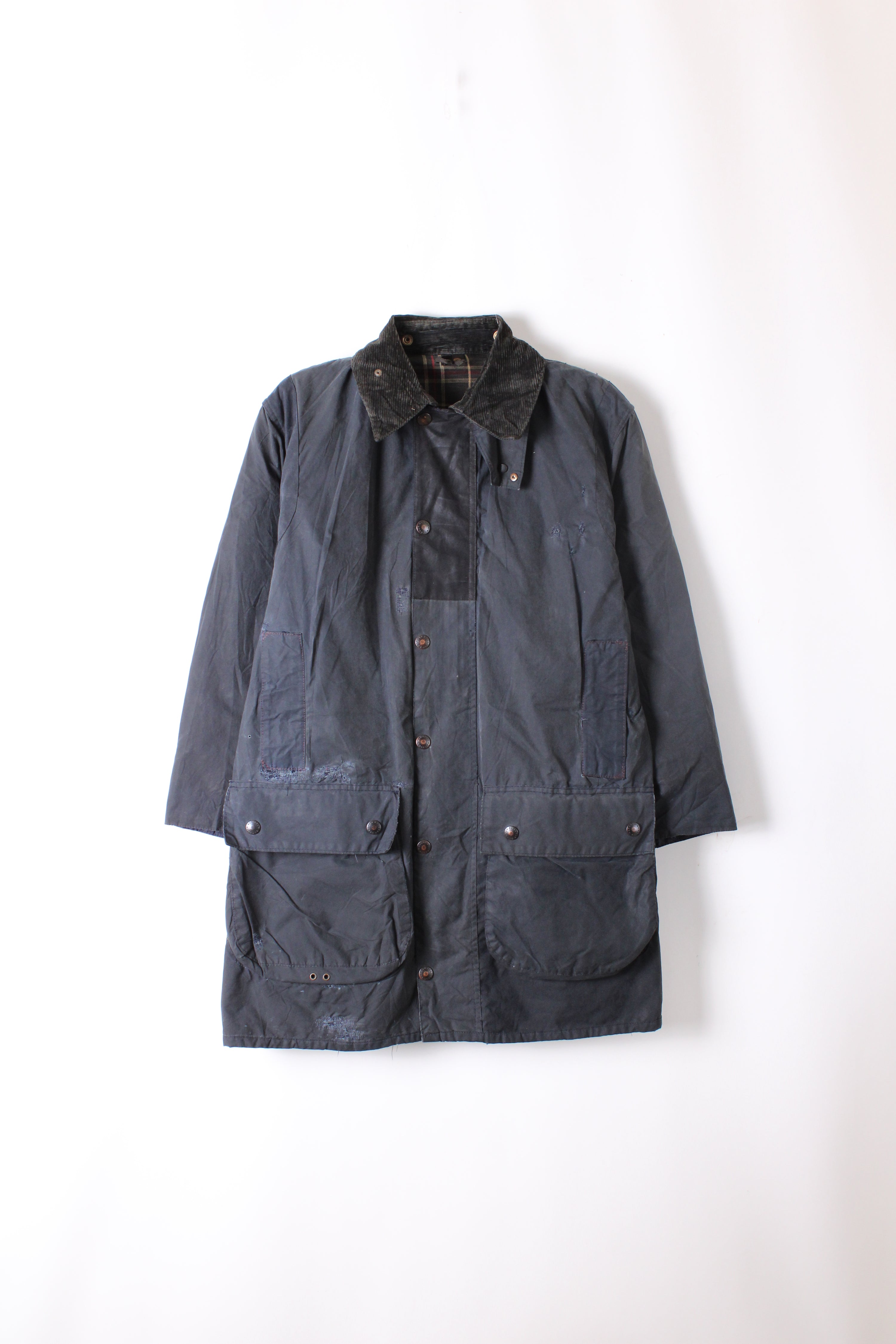 BARBOUR BORDER WAXED JACKET BLUE - S/M