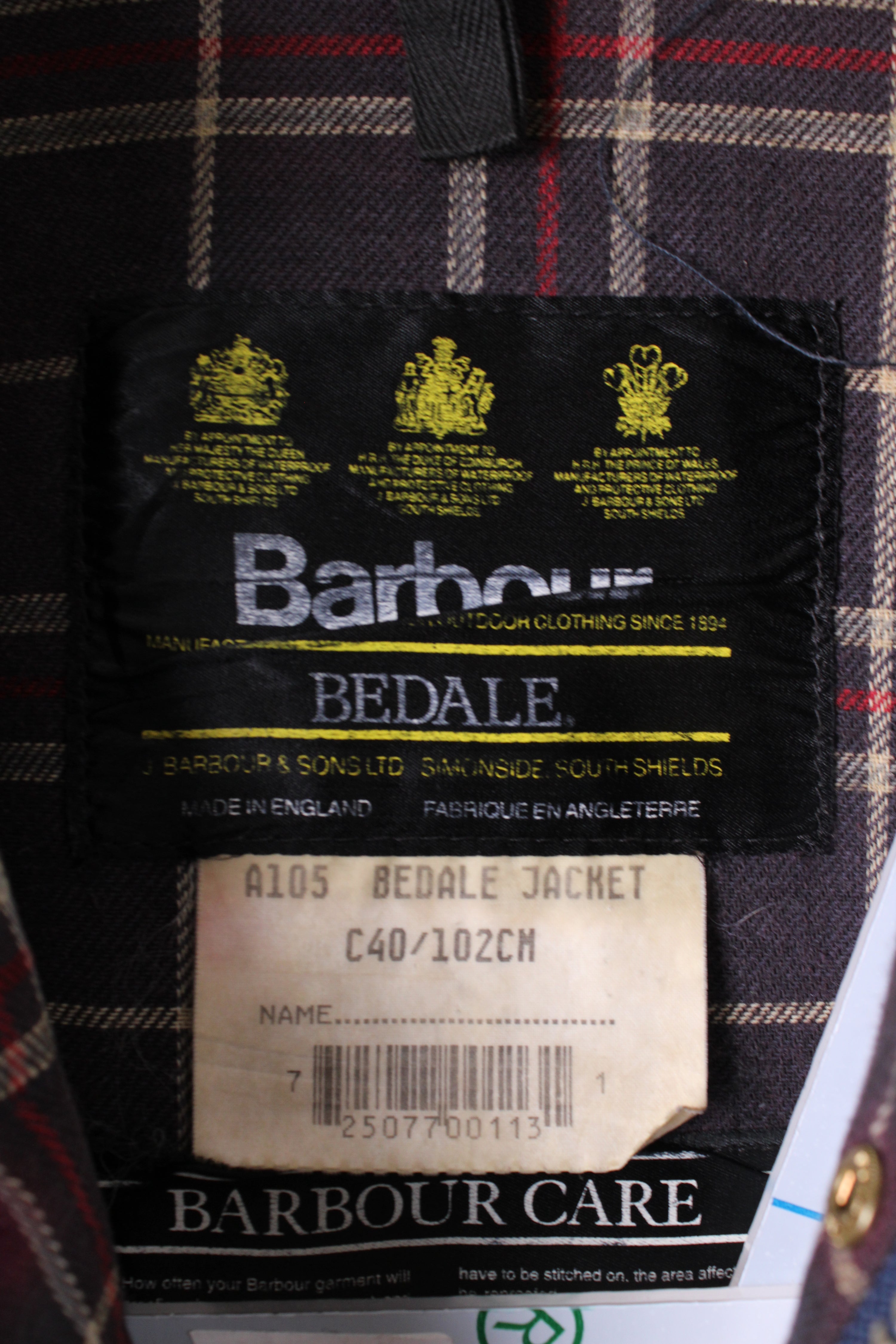 BARBOUR BEDALE WAXED JACKET BLUE - S/M