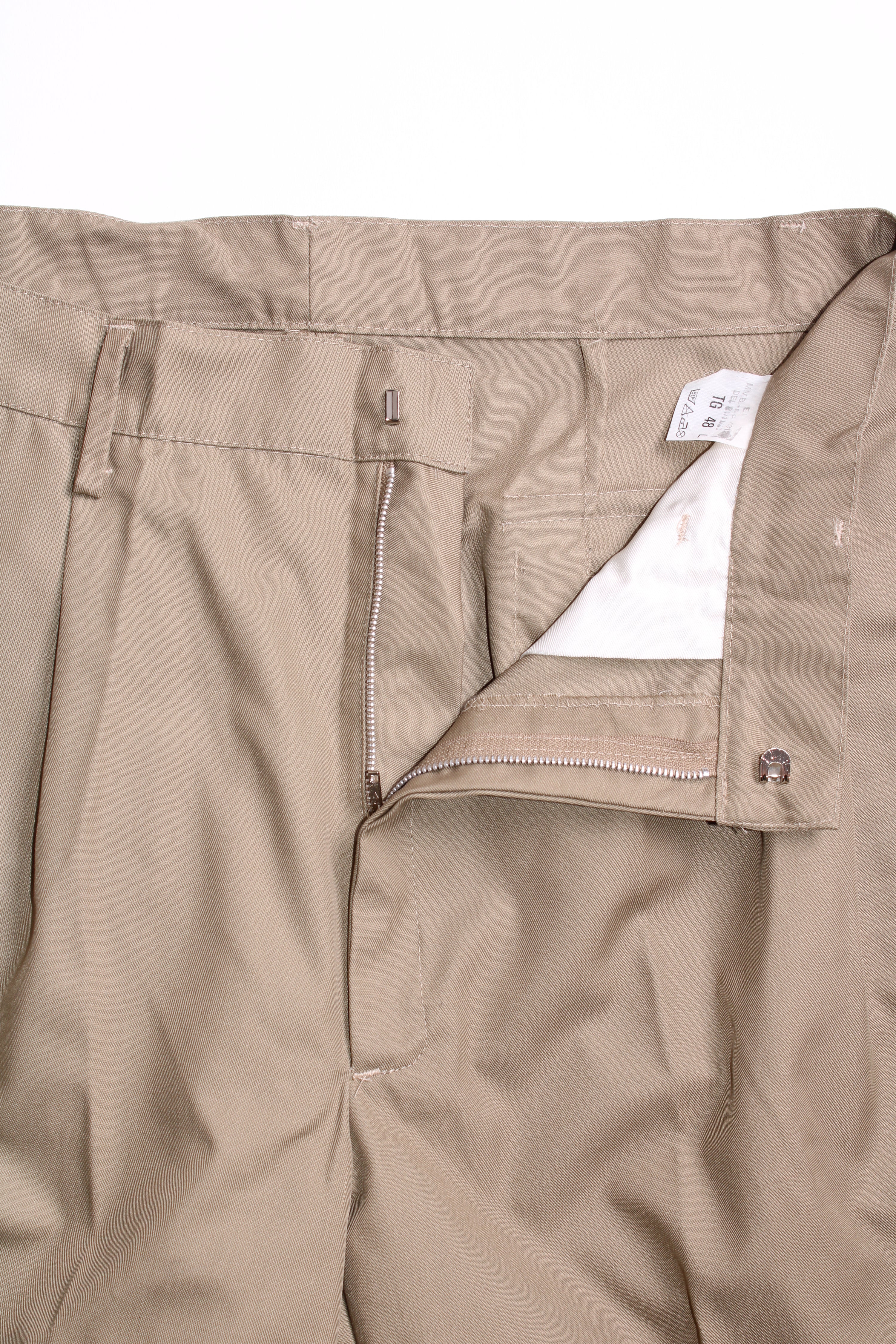ITALIAN ARMY VINTAGE SUMMER UNIFORM PLEATED SHORTS BEIGE