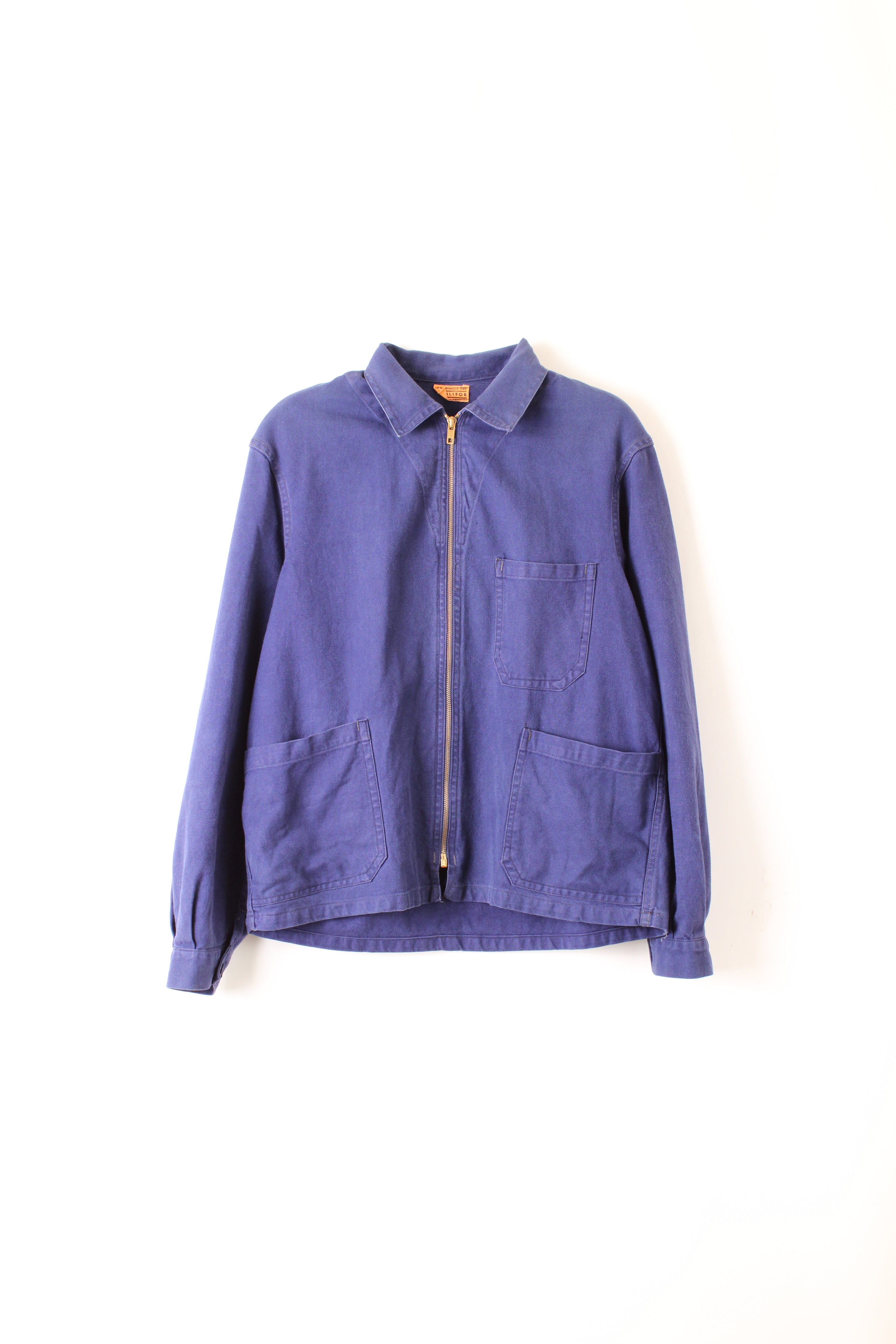 70S VINTAGE FRENCH WORKWEAR CHORE JACKET SOLIFOR BLEU DE TRAVAIL SANFORIZED COTTON - S/M