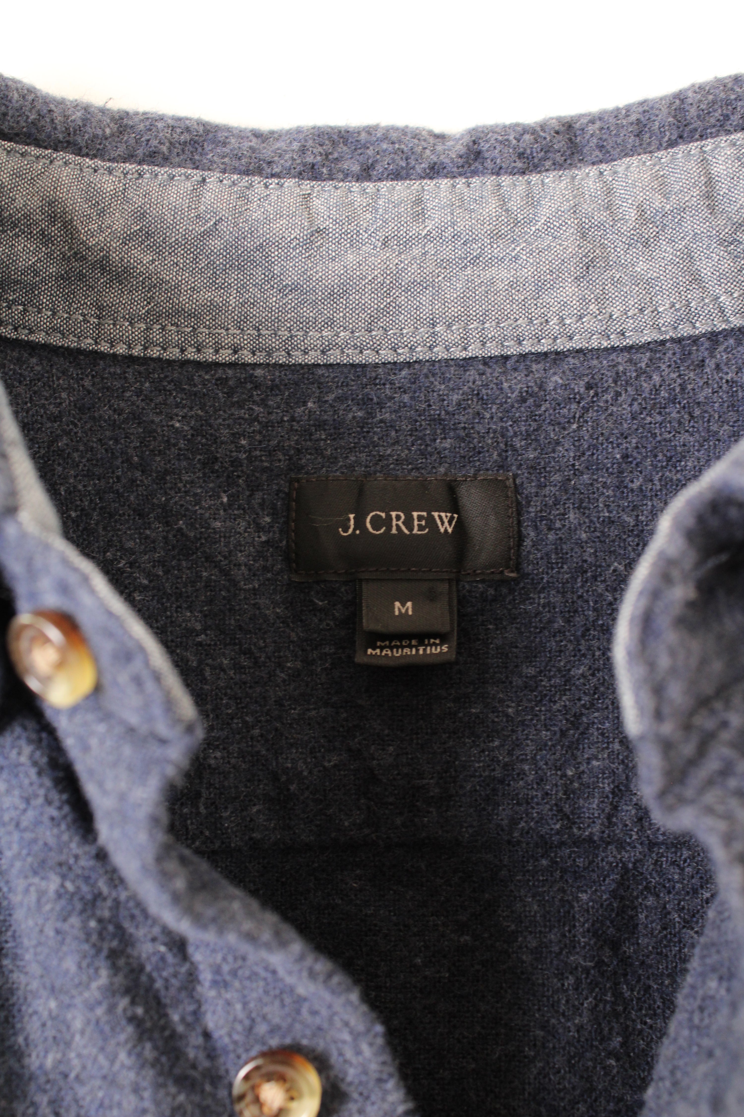 J CREW WOOL/COTTON FLANNEL SHIRT BLUE - M