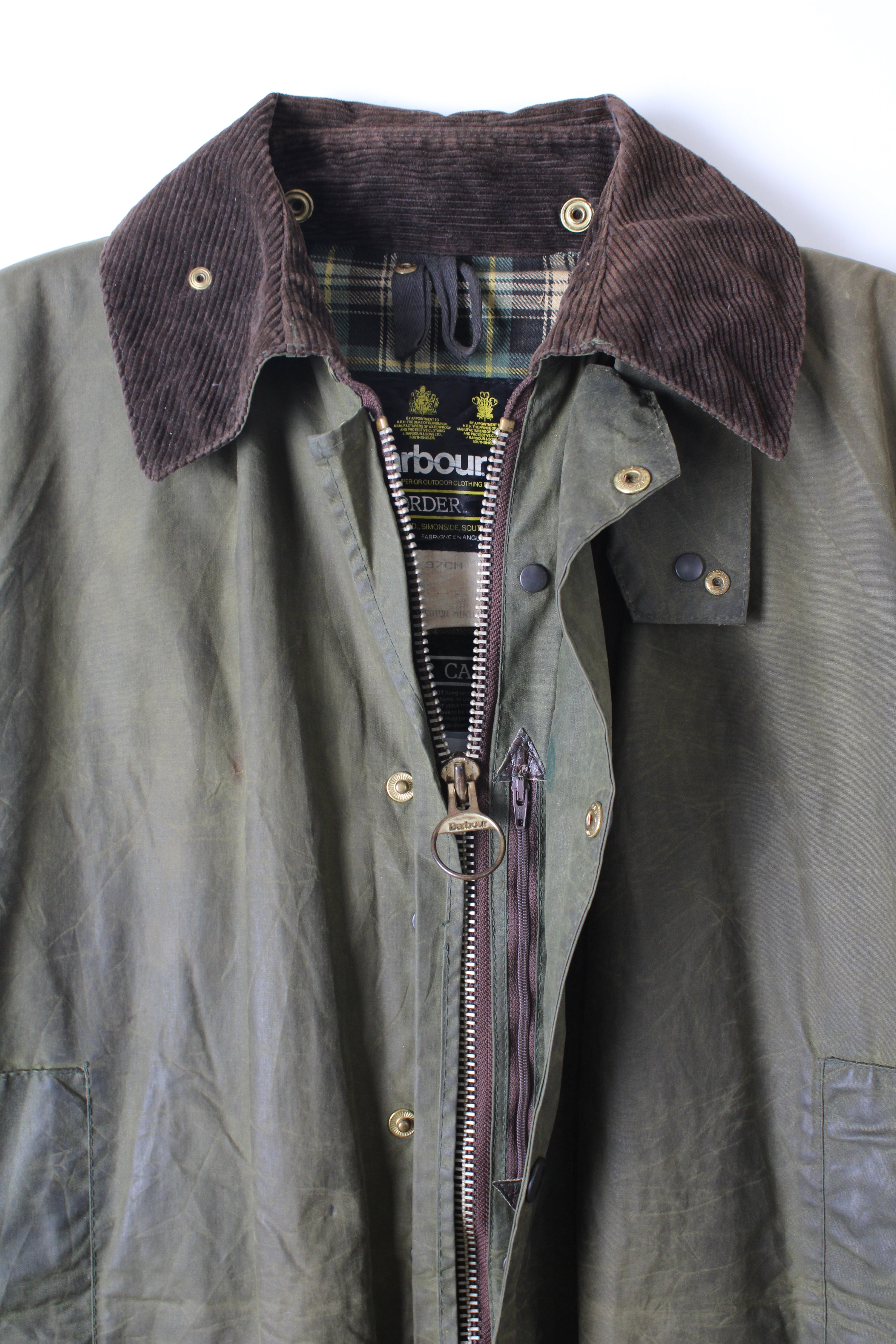 BARBOUR BORDER WAX JACKET GREEN - S/M