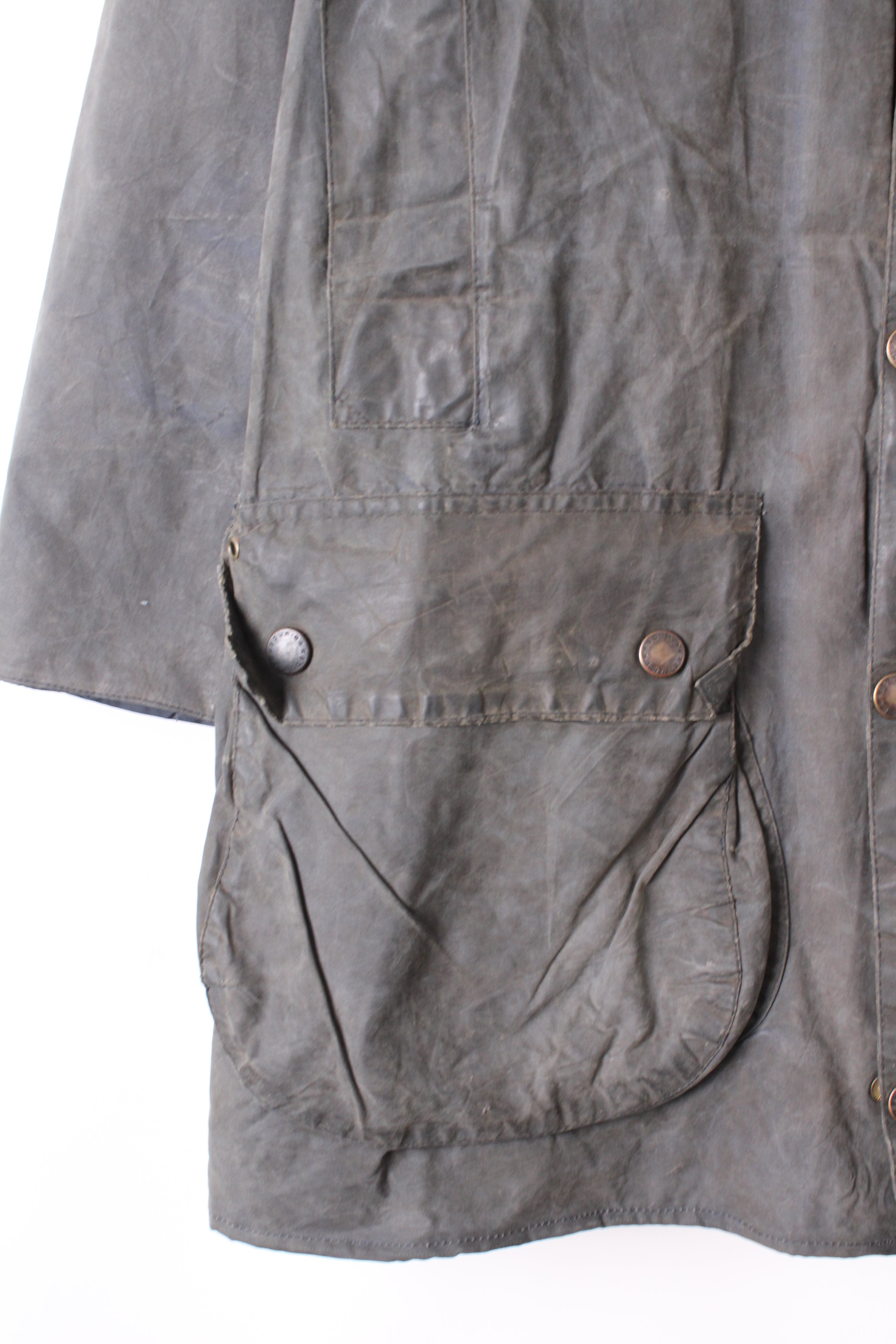 BARBOUR BORDER WAX JACKET GREY - M/L