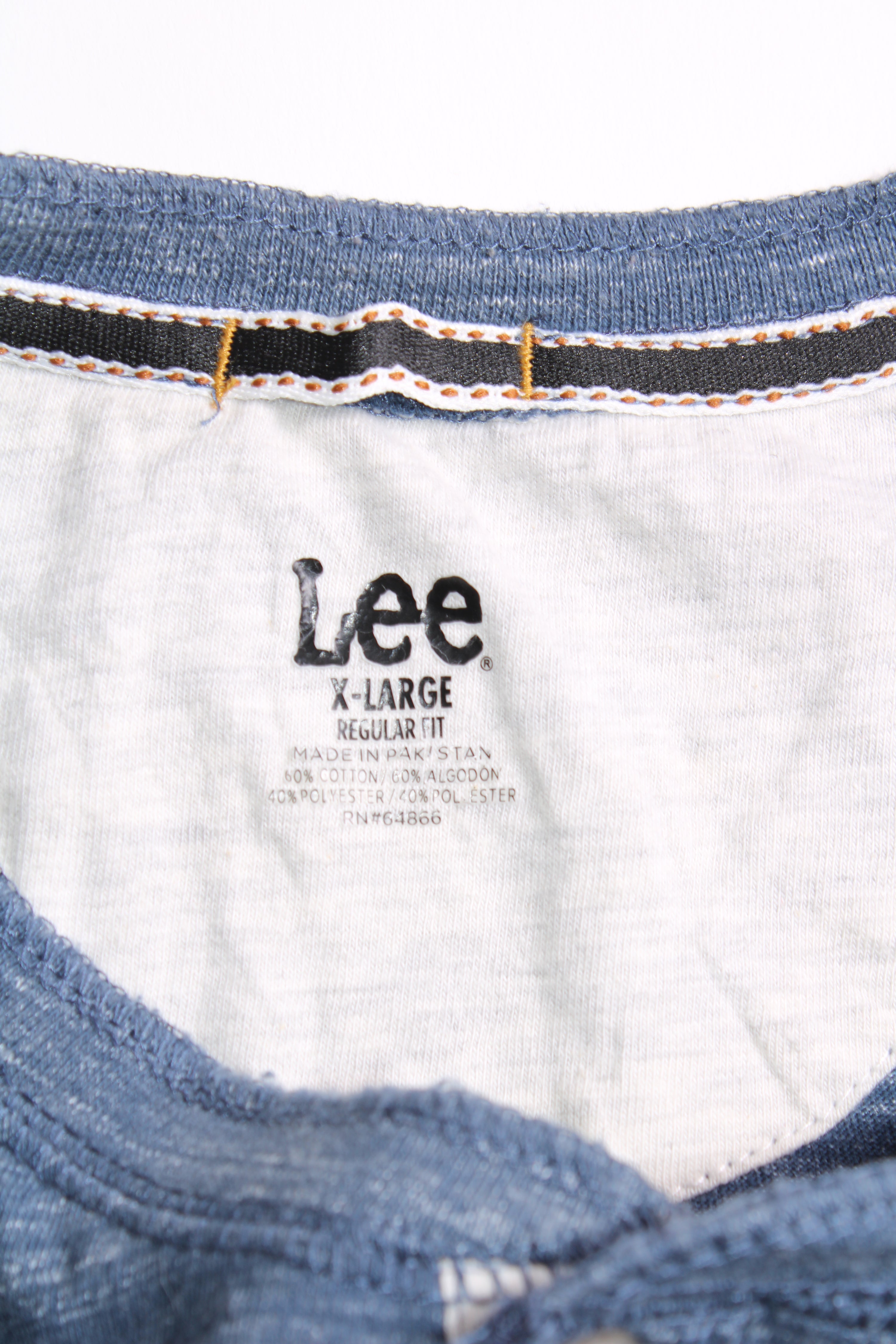 LEE HENLEY T-SHIRT BLUE - XL