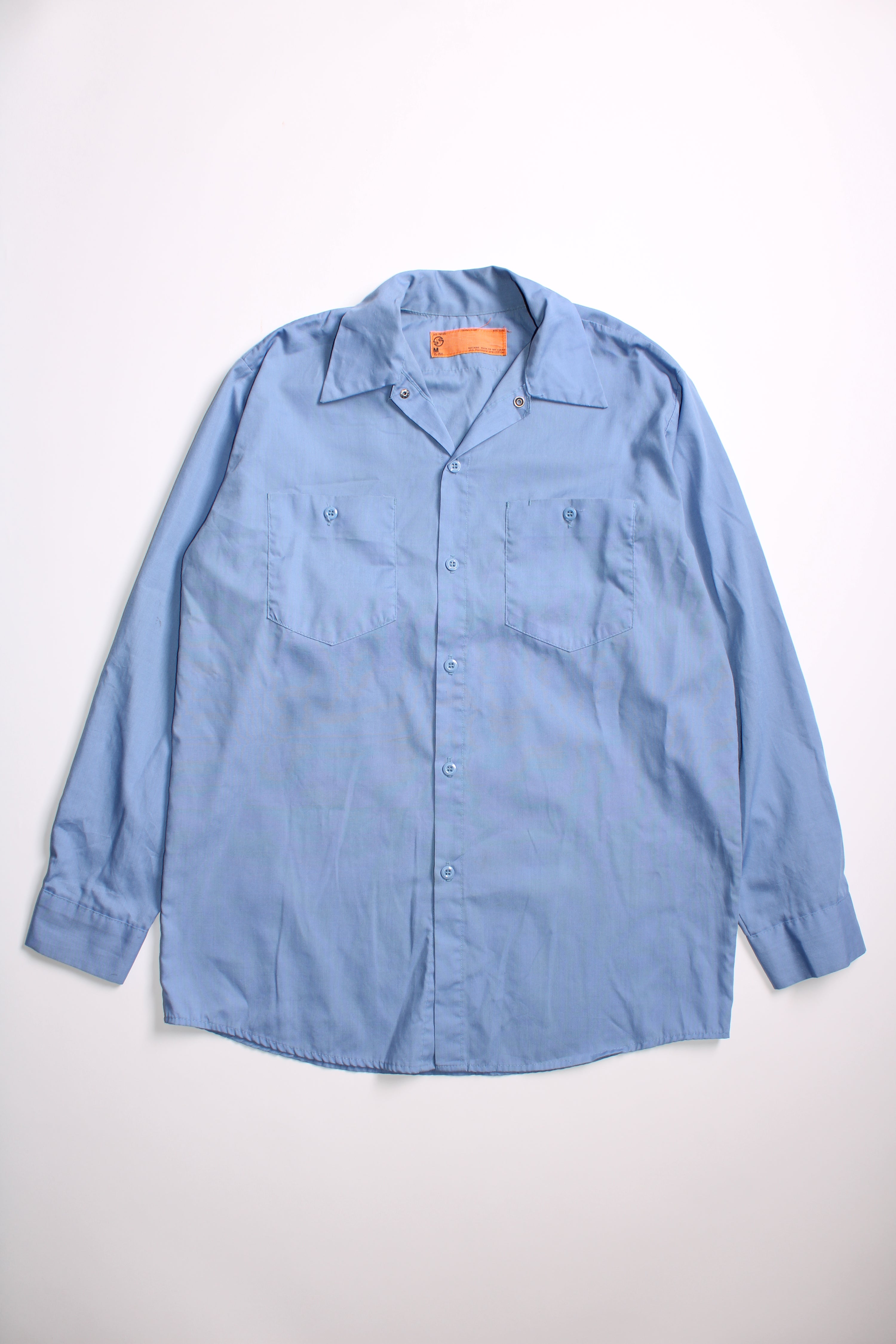 VINTAGE WORK SHIRT LIGHT BLUE MADE IN USA - M