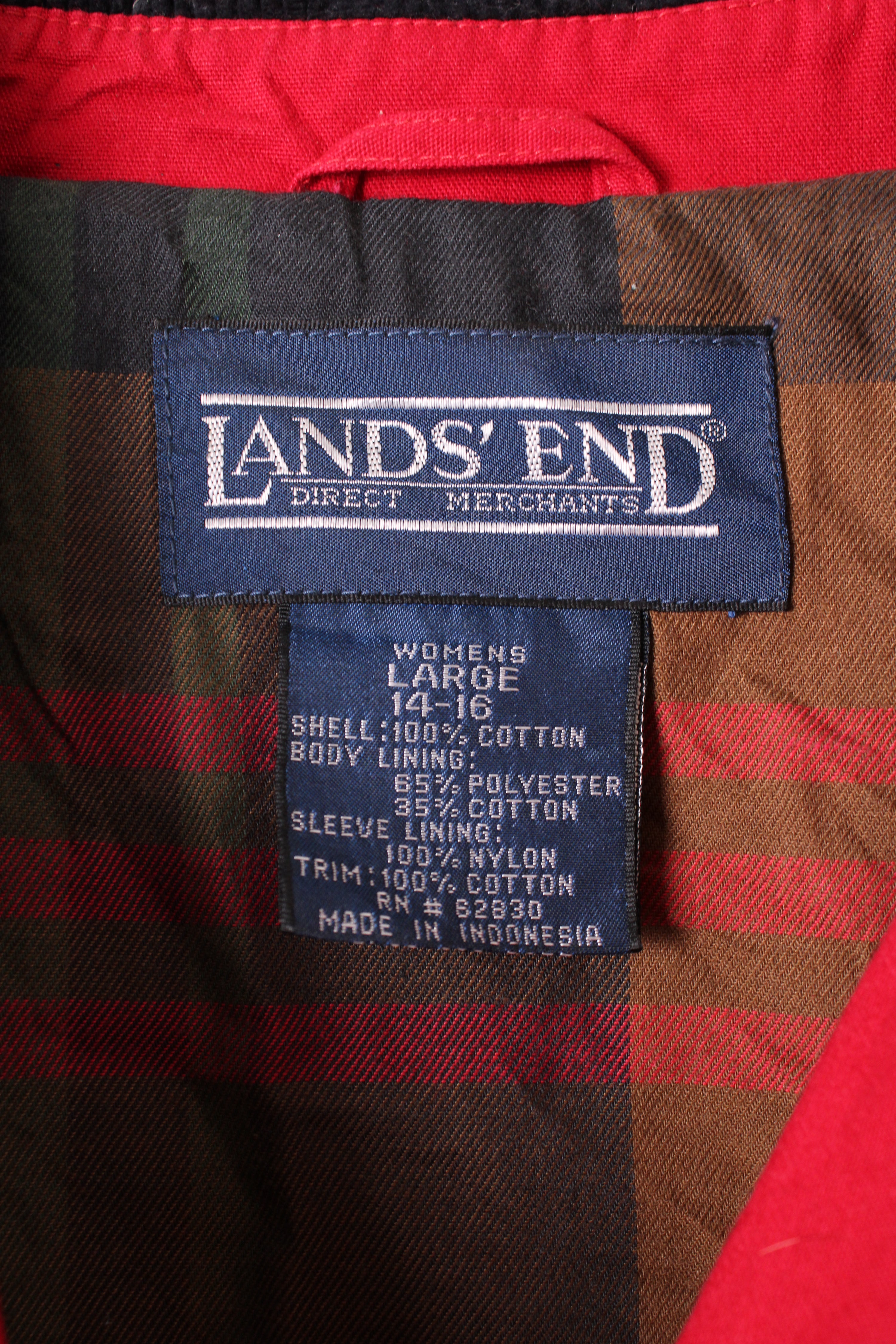 LANDS END VINTAGE HUNTING JACKET CANVAS RED - M/L