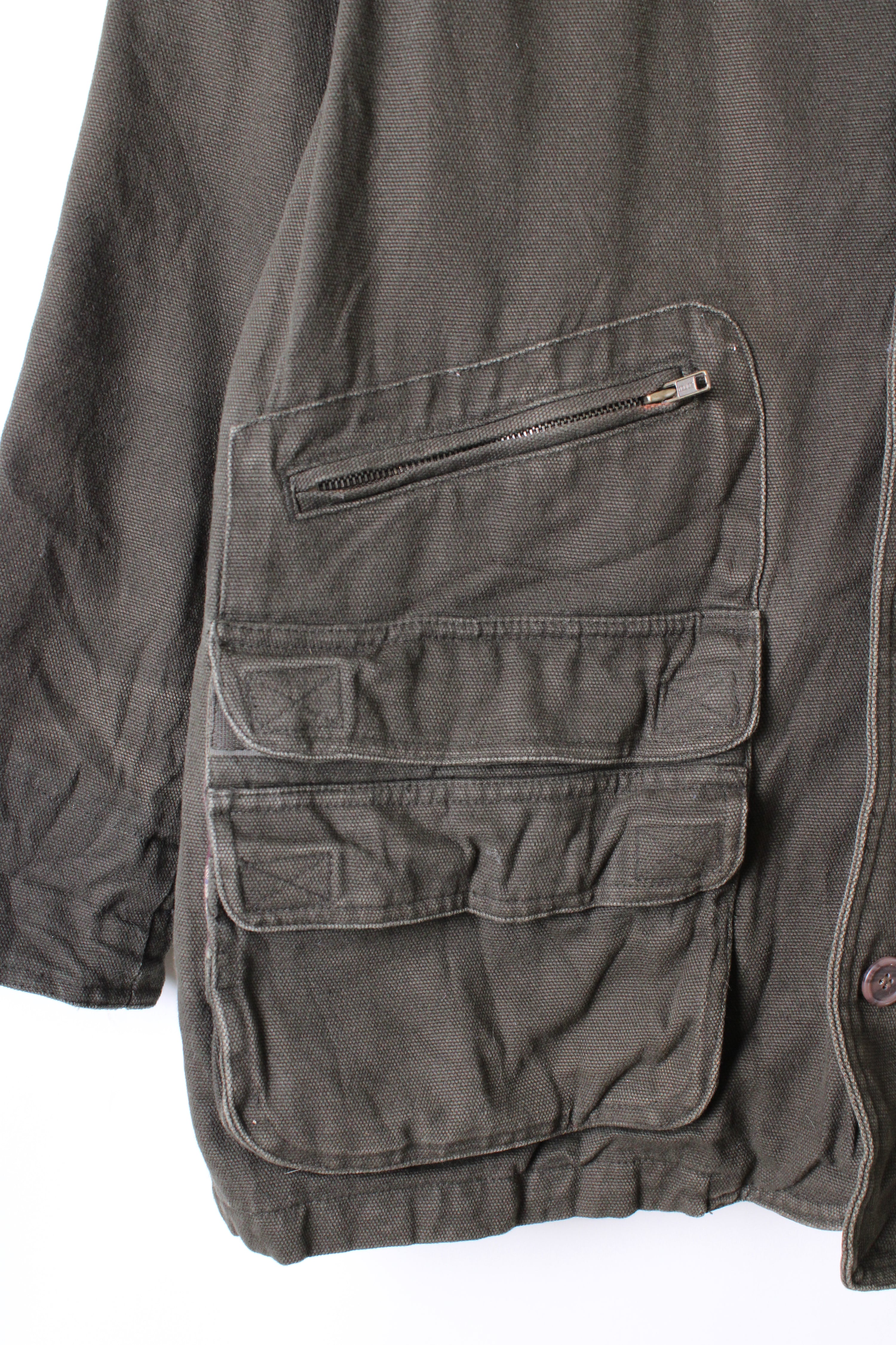 VINTAGE HUNTING JACKET CANVAS GREEN - M