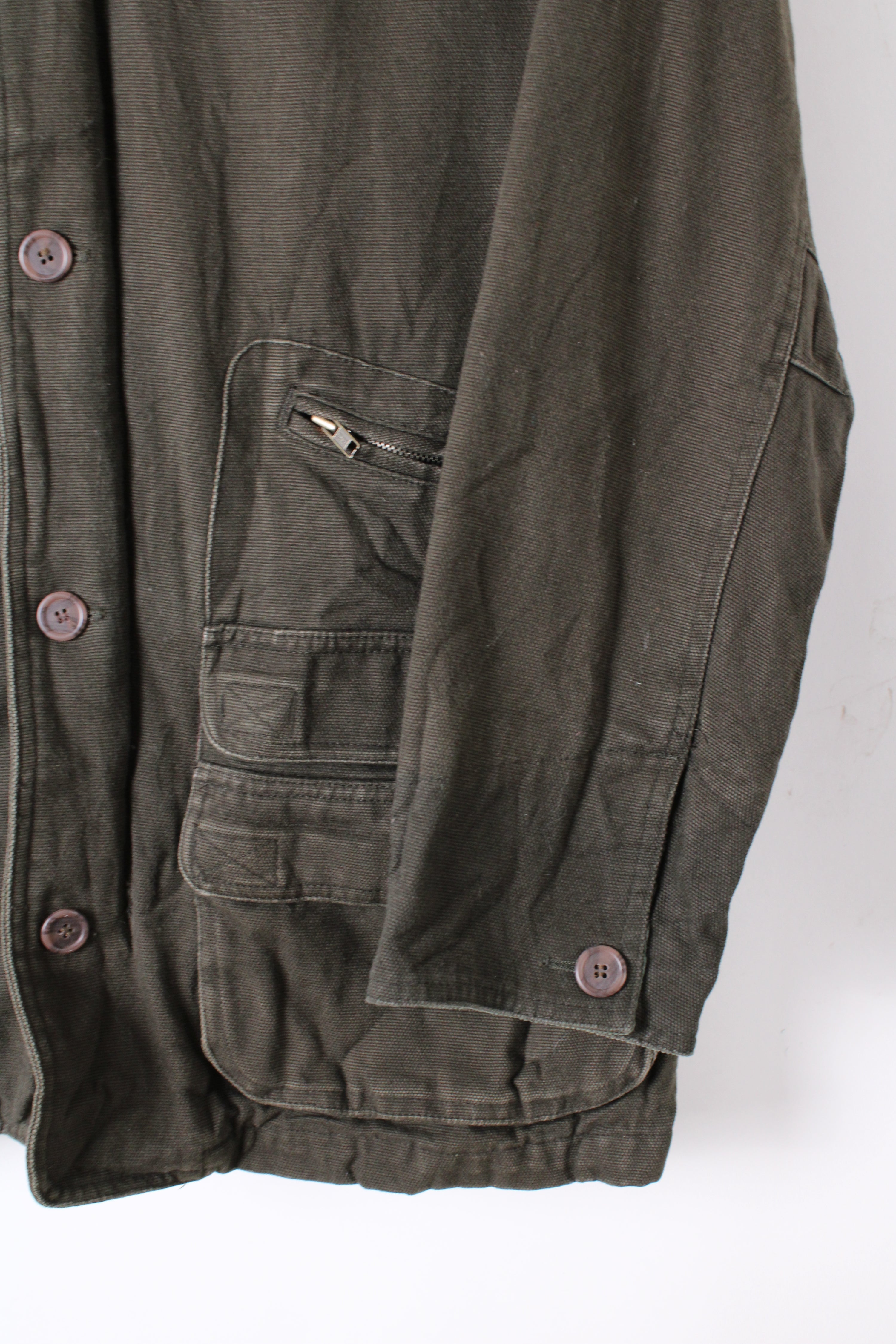 VINTAGE HUNTING JACKET CANVAS GREEN - M