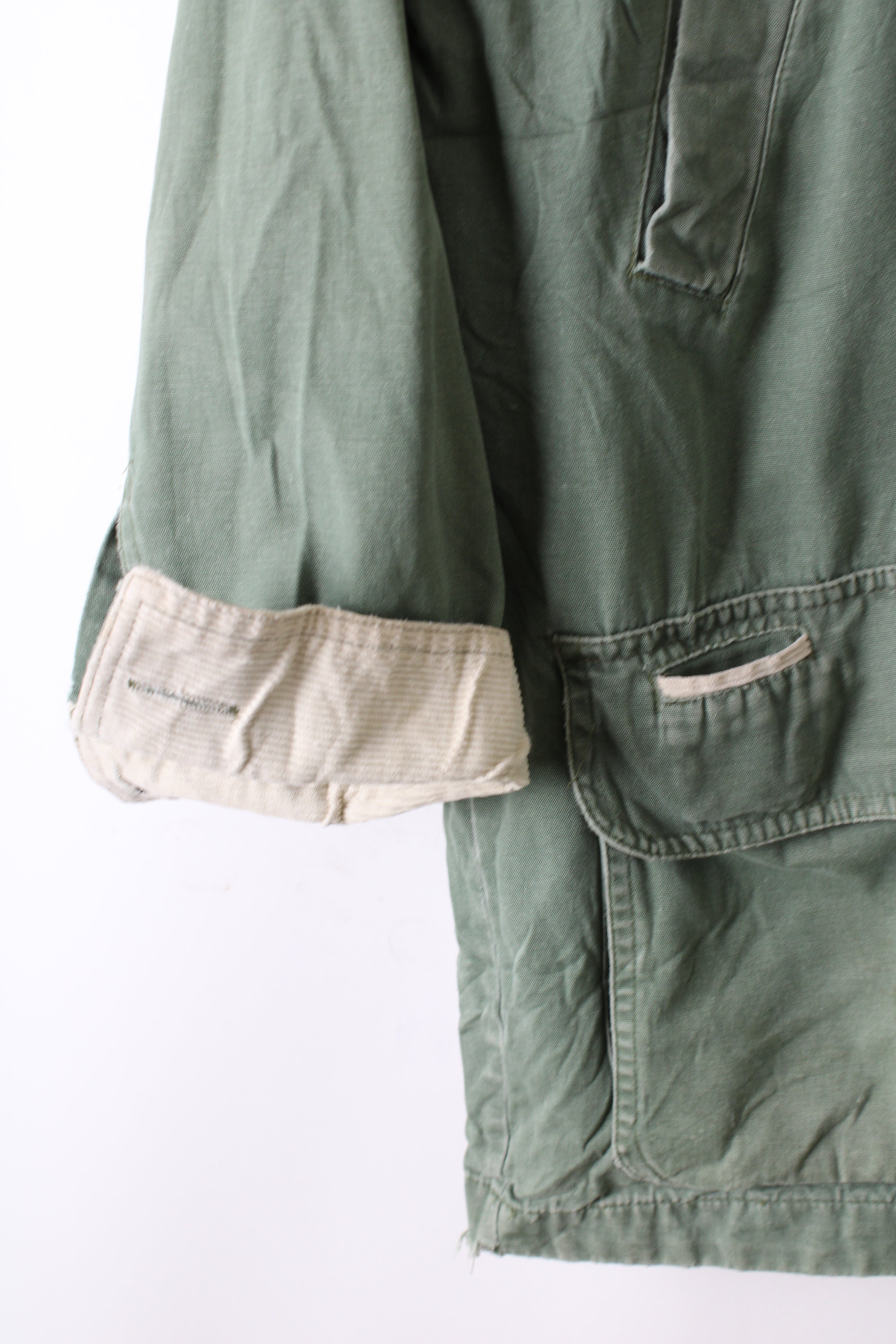VINTAGE HUNTING JACKET CANVAS COTTON FADED GREEN - L