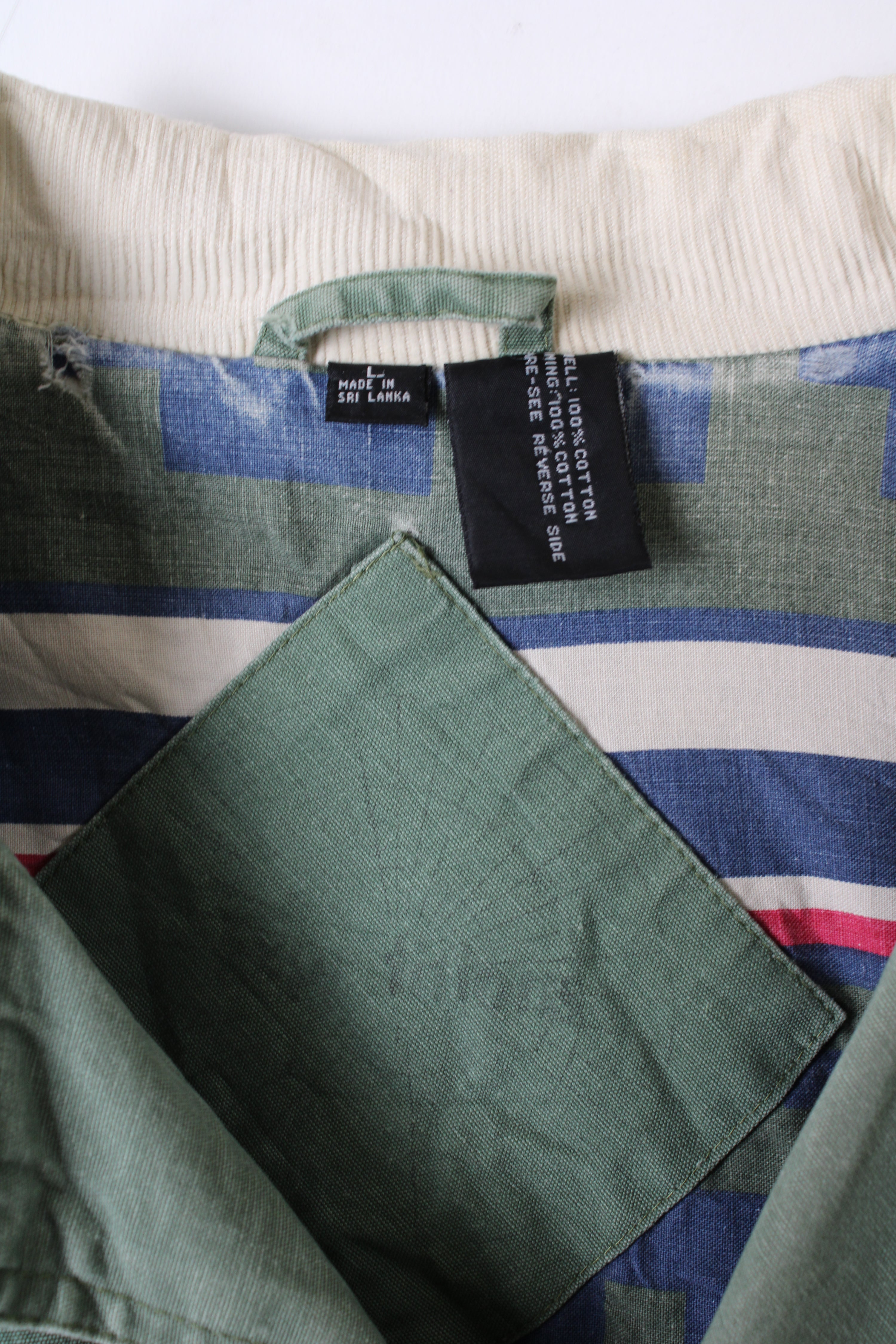 VINTAGE HUNTING JACKET CANVAS COTTON FADED GREEN - L