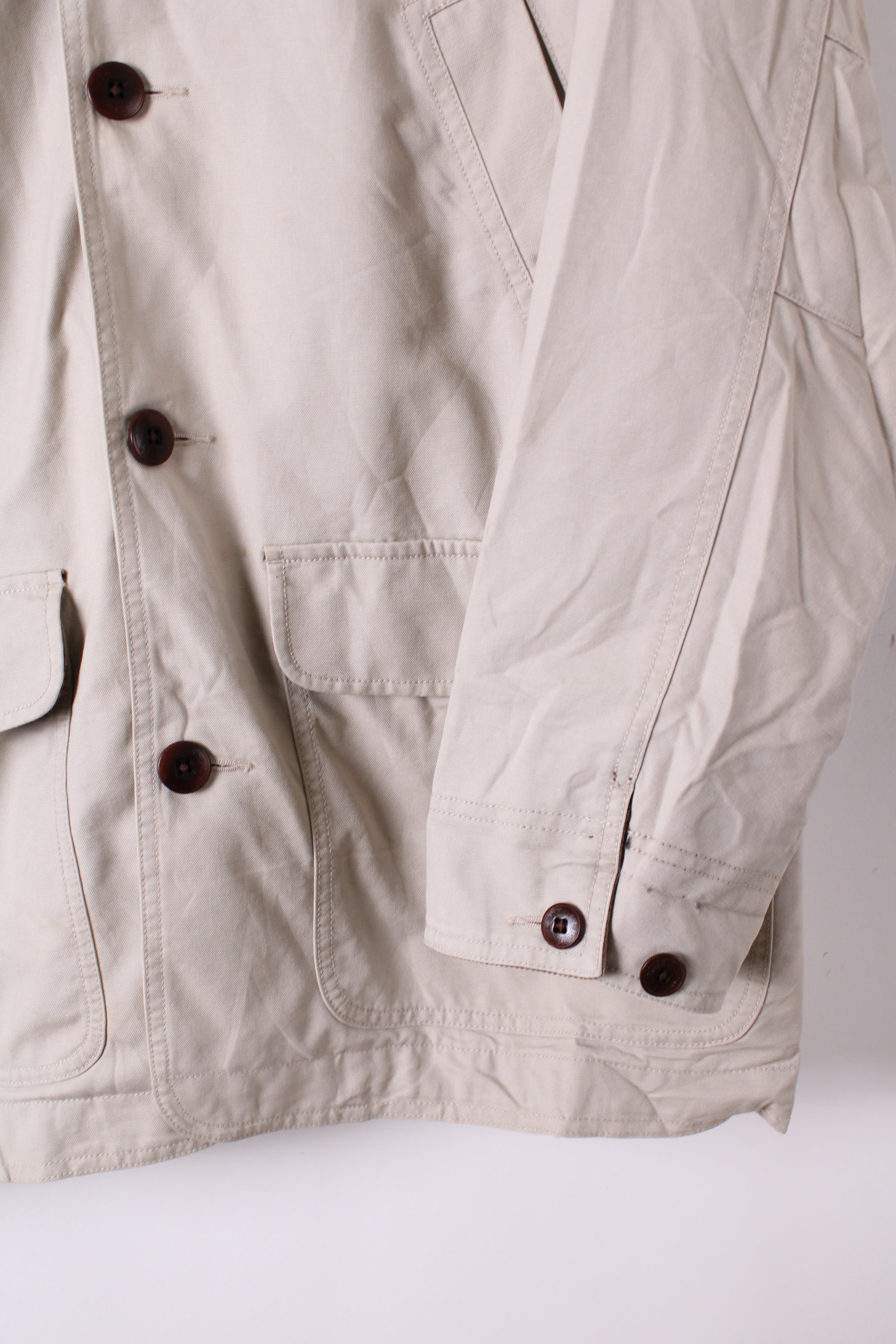 LL BEAN VINTAGE HUNTING JACKET CANVAS BEIGE - L